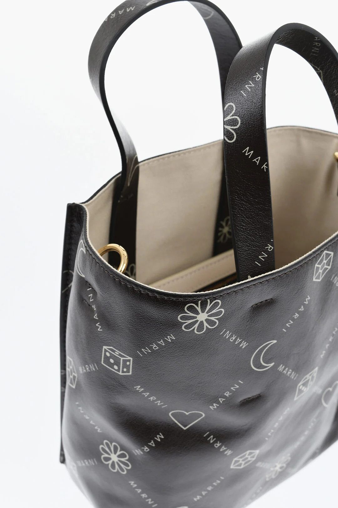 Marni og1mm0326 Size: OS / Mini Leather Tote Bag in Brown Size ONE SIZE - 3 Thumbnail