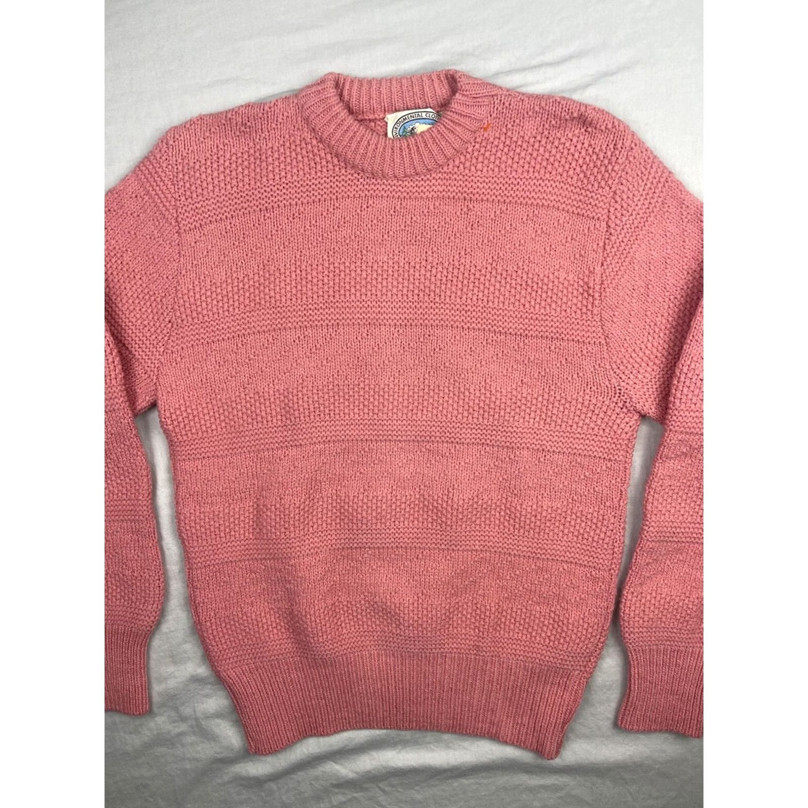 CO VINTAGE Environmental Clothing Co Sweater Mens Large Pink Knit Long Sleeve Made In USA Size US L / EU 52-54 / 3 - 2 Thumbnail