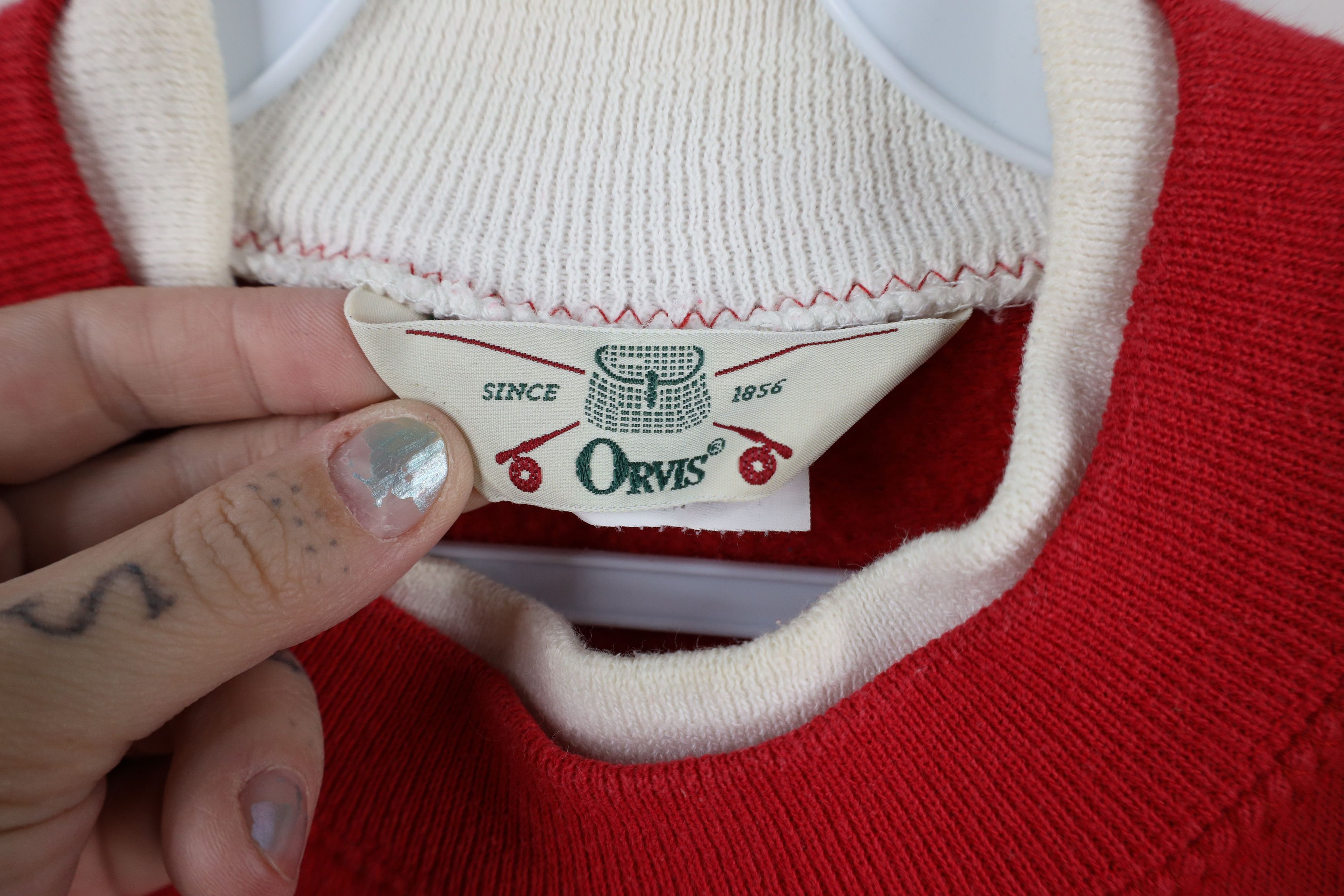 Orvis × Vintage Vintage 90s Orvis Christmas Polar Bear Sweatshirt Red USA Size M / US 6-8 / IT 42-44 - 6 Thumbnail