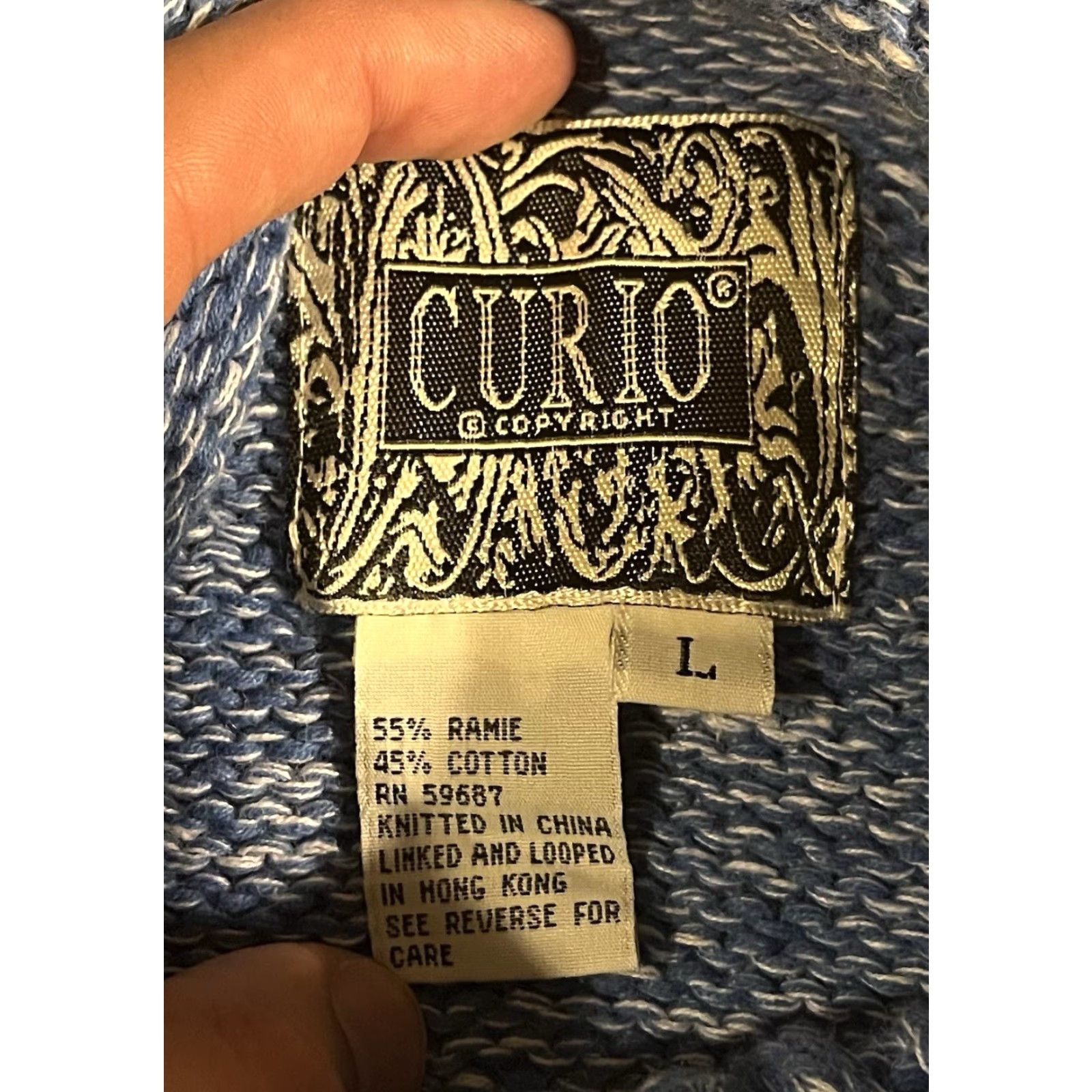 Anthropologie VINTAGE Curio Sweater Vest Women’s Large L Blue White Cable-Knit Mock Neck Sleeveless Casual 90s Retro Classic Preppy Knit Vest Womens Size L / US 10 / IT 46 - 4 Thumbnail