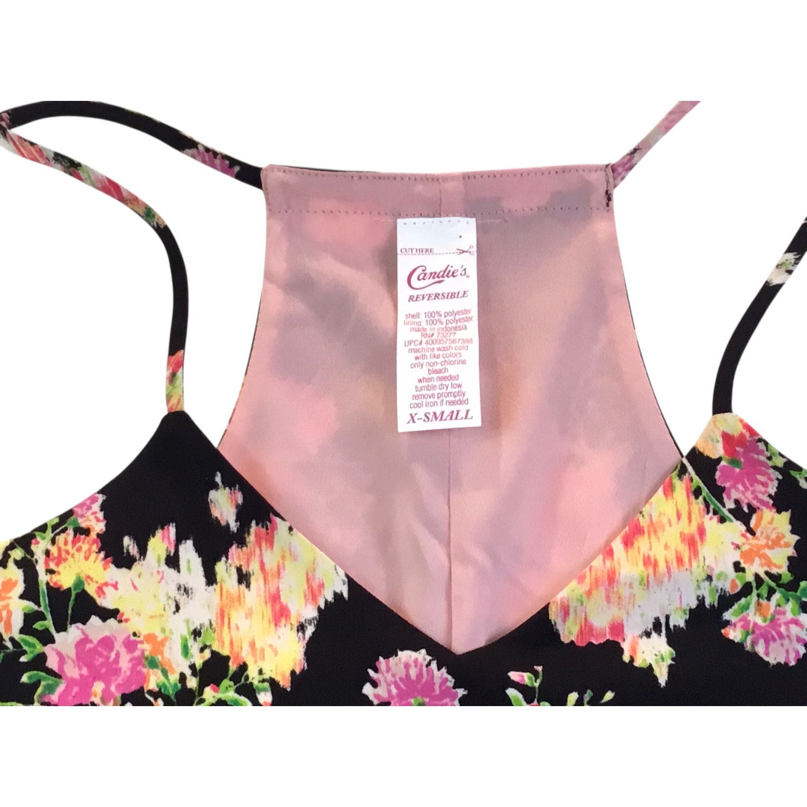 Other Candie's Reversible Camisole Pink Black Multi-Floral X-Small Size XS / US 0-2 / IT 36-38 - 3 Thumbnail