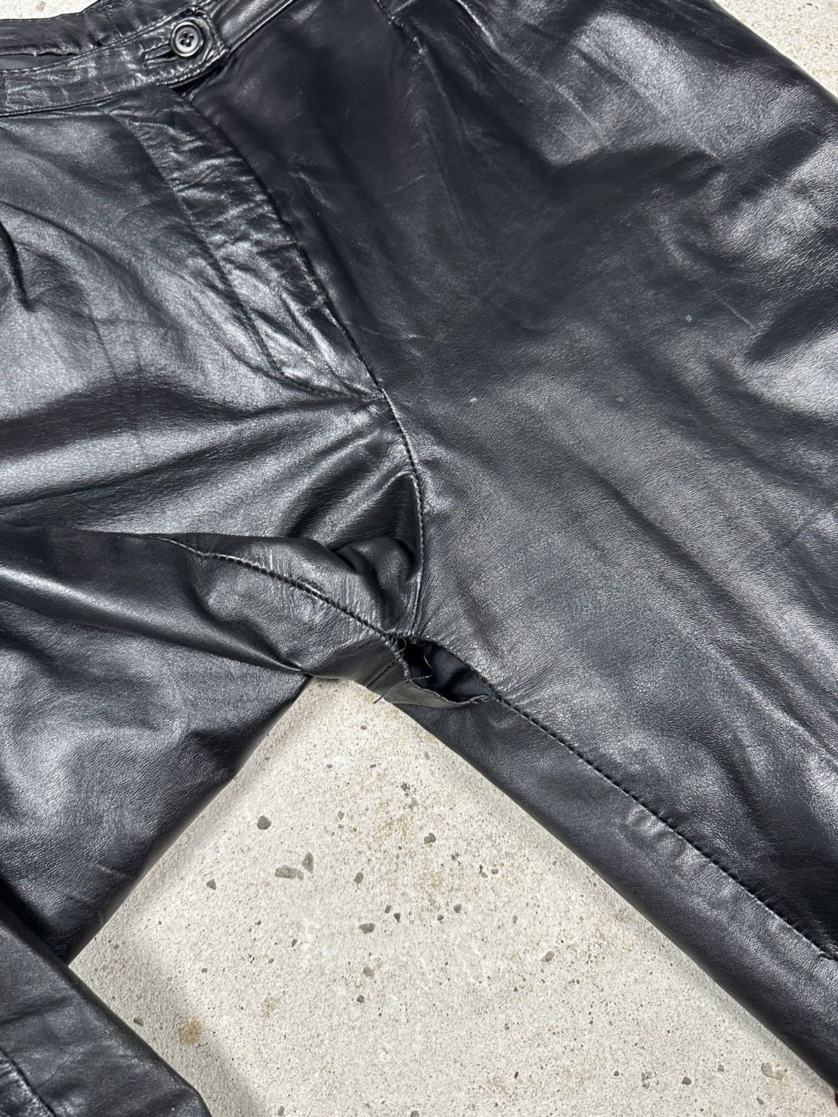 Genuine Leather Vintage 90s Black Genuine Leather Pants Avant Garde moto Size US 29 - 13 Thumbnail