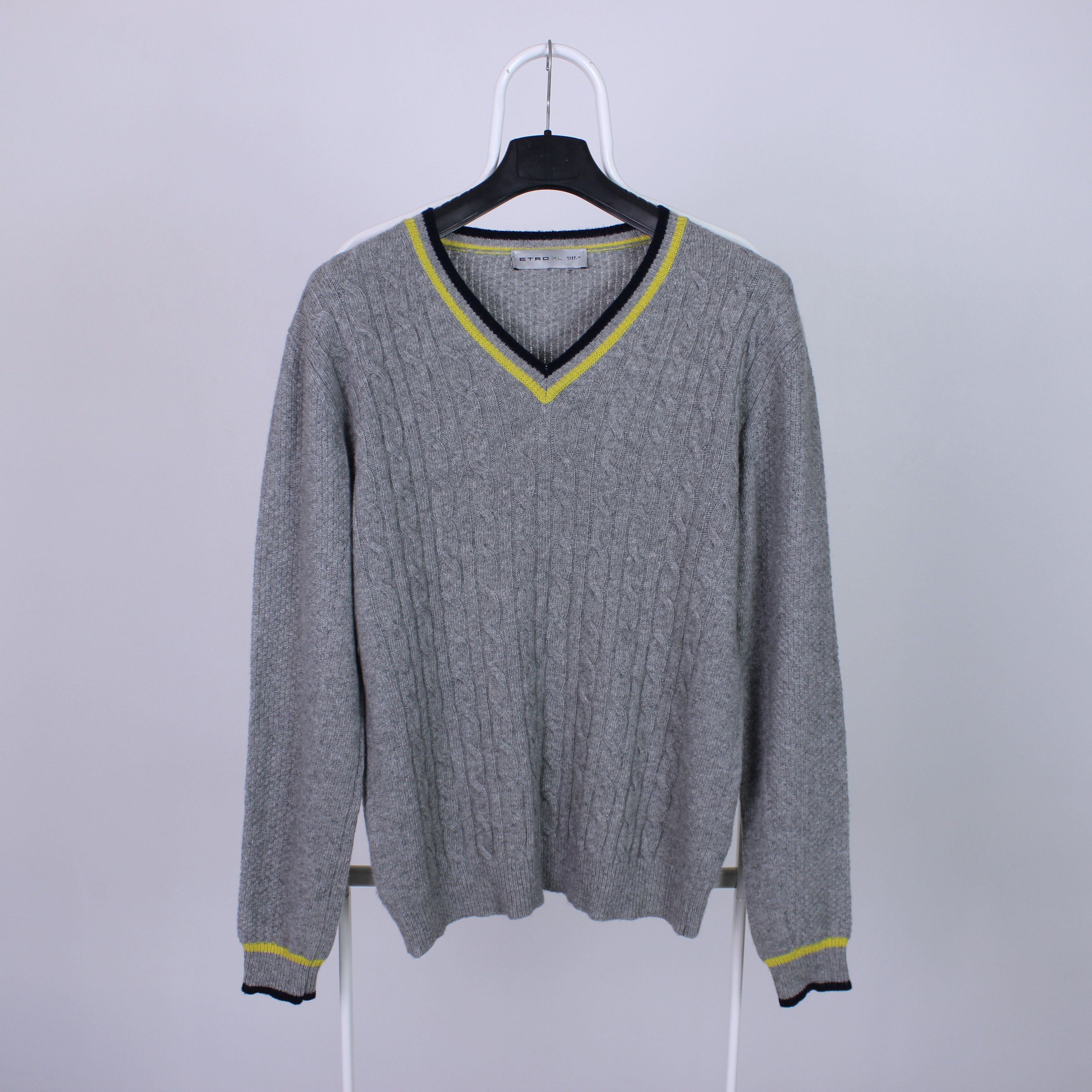 image of Etro Sweater Jumper Cashmere Gray Elegant Pure L XL in Grey, Men's