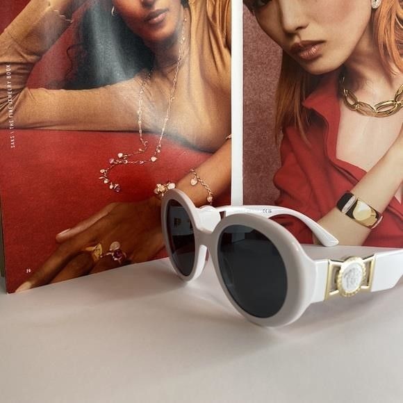 Versace 🤍🤍🔥🔥New - VERSACE Dark Gray Round Ladies Sunglasses VE4 Size ONE SIZE - 7 Thumbnail