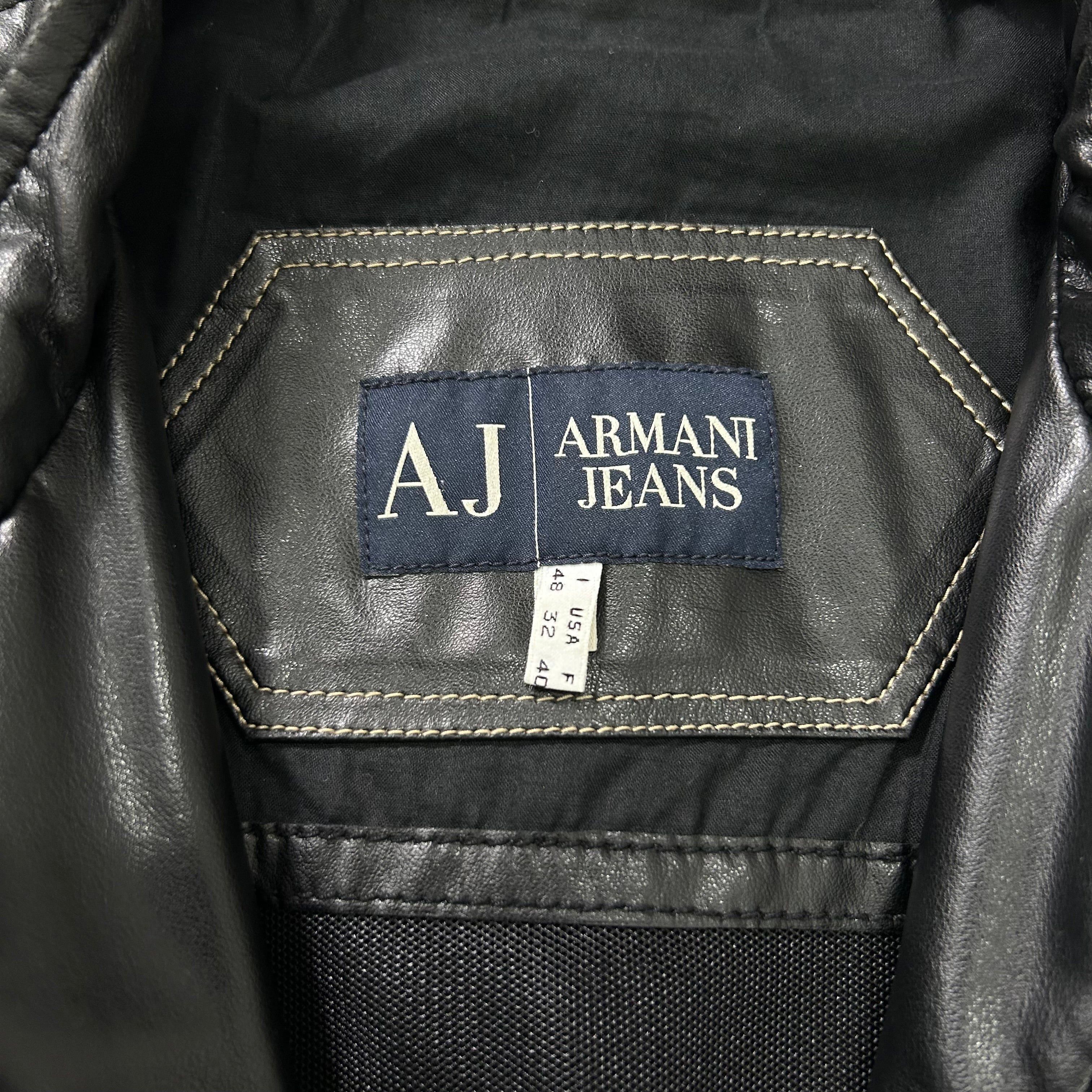 Armani Armani Jeans 2000's Leather Black Racing Jacket Size US M / EU 48-50 / 2 - 5 Thumbnail