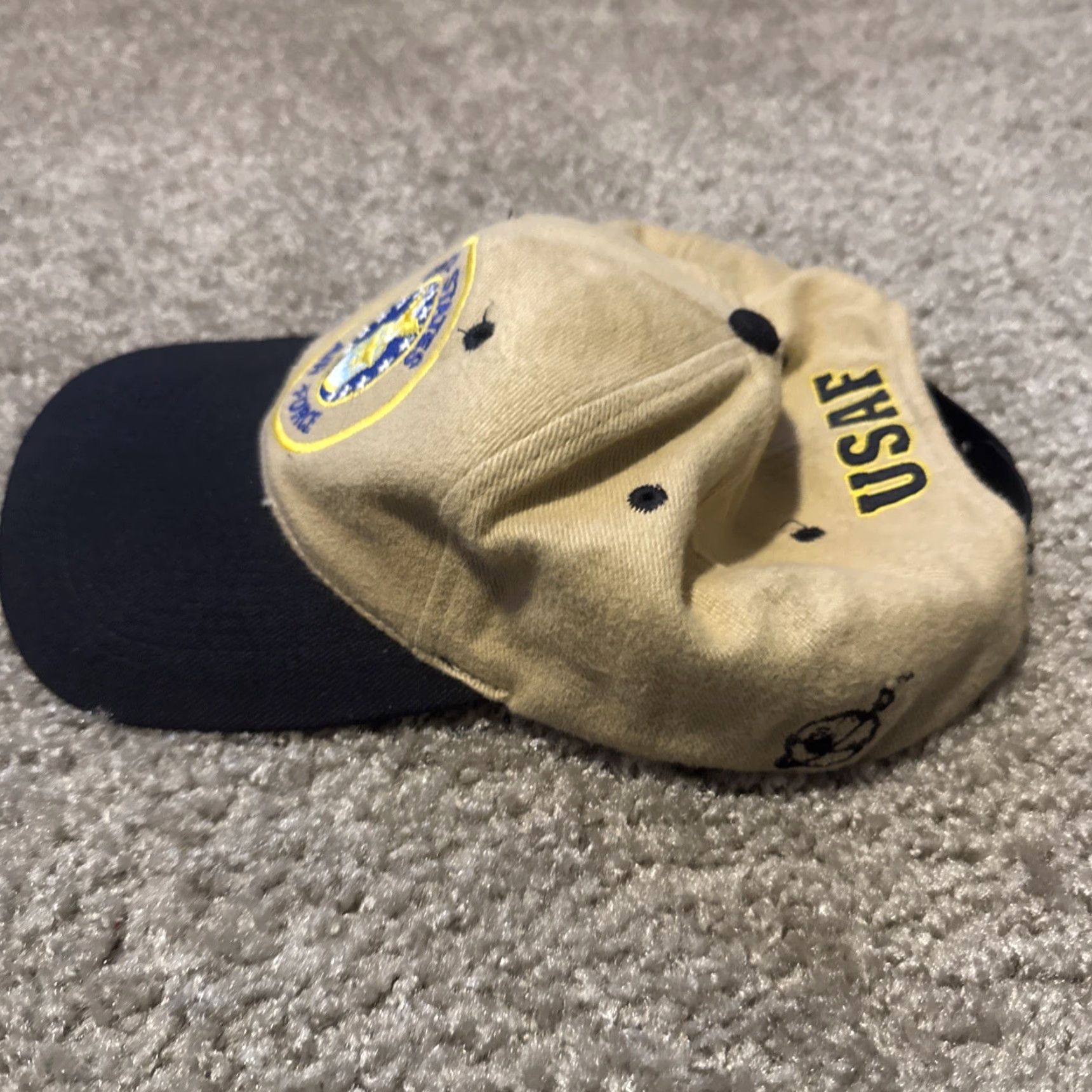 Vintage VINTAGE Air force USAF Military Snapback Hat Cap Beige Mens One Size Cap Hat Beige USAF Military Snapback Men Size ONE SIZE - 2 Thumbnail