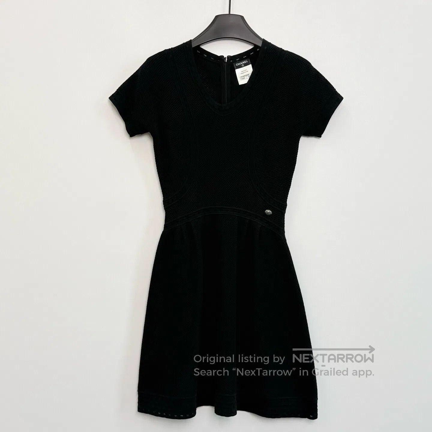 Chanel Chanel Black V-Neck Ribbed A-Line Knit Dress| Size XXS / US 00 / IT 34 - 1 Thumbnail