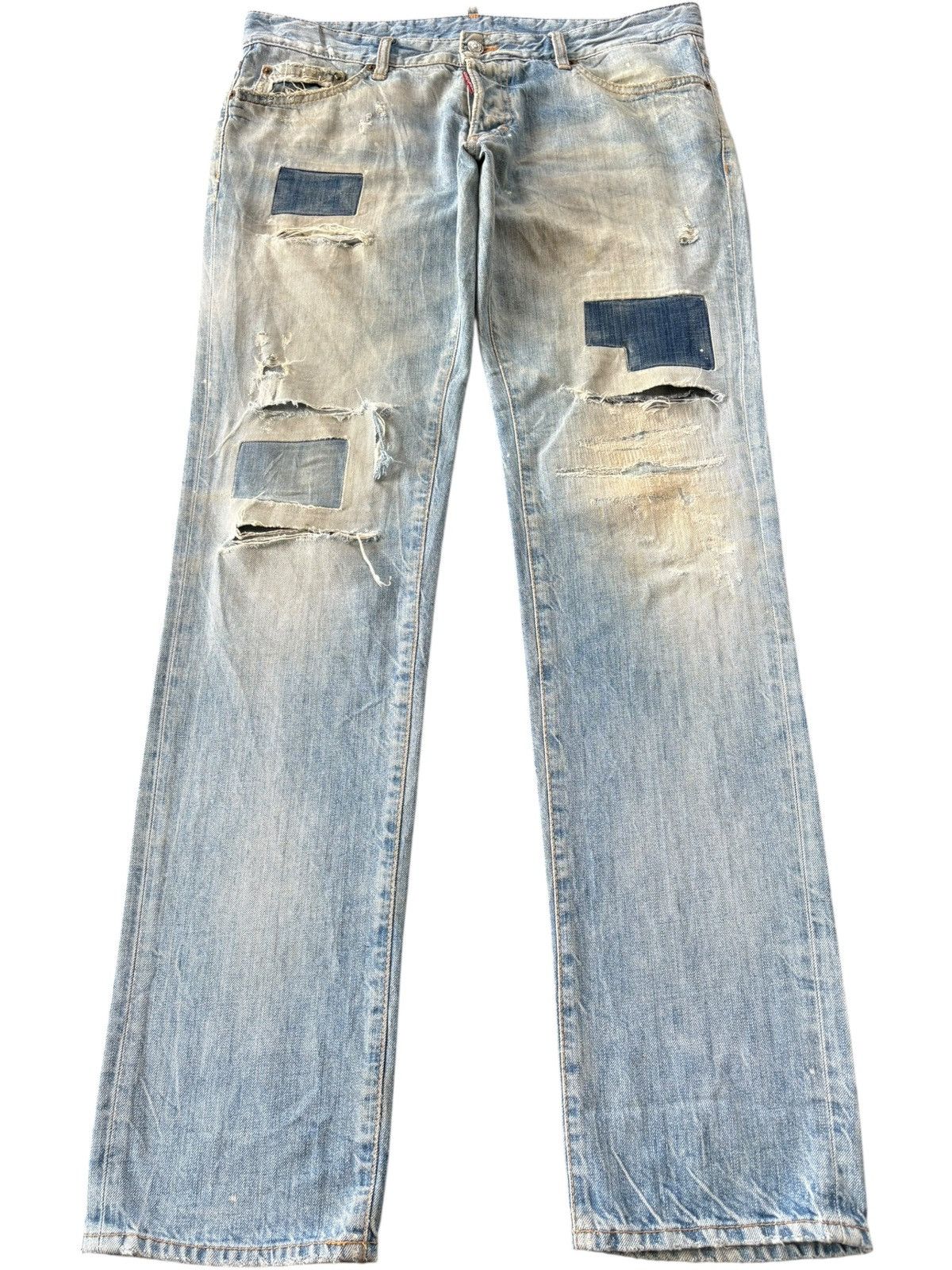 Dsquared2 Vintage Italy Dsquared Patchwork Distressed Jeans Size US 37 - 1 Thumbnail