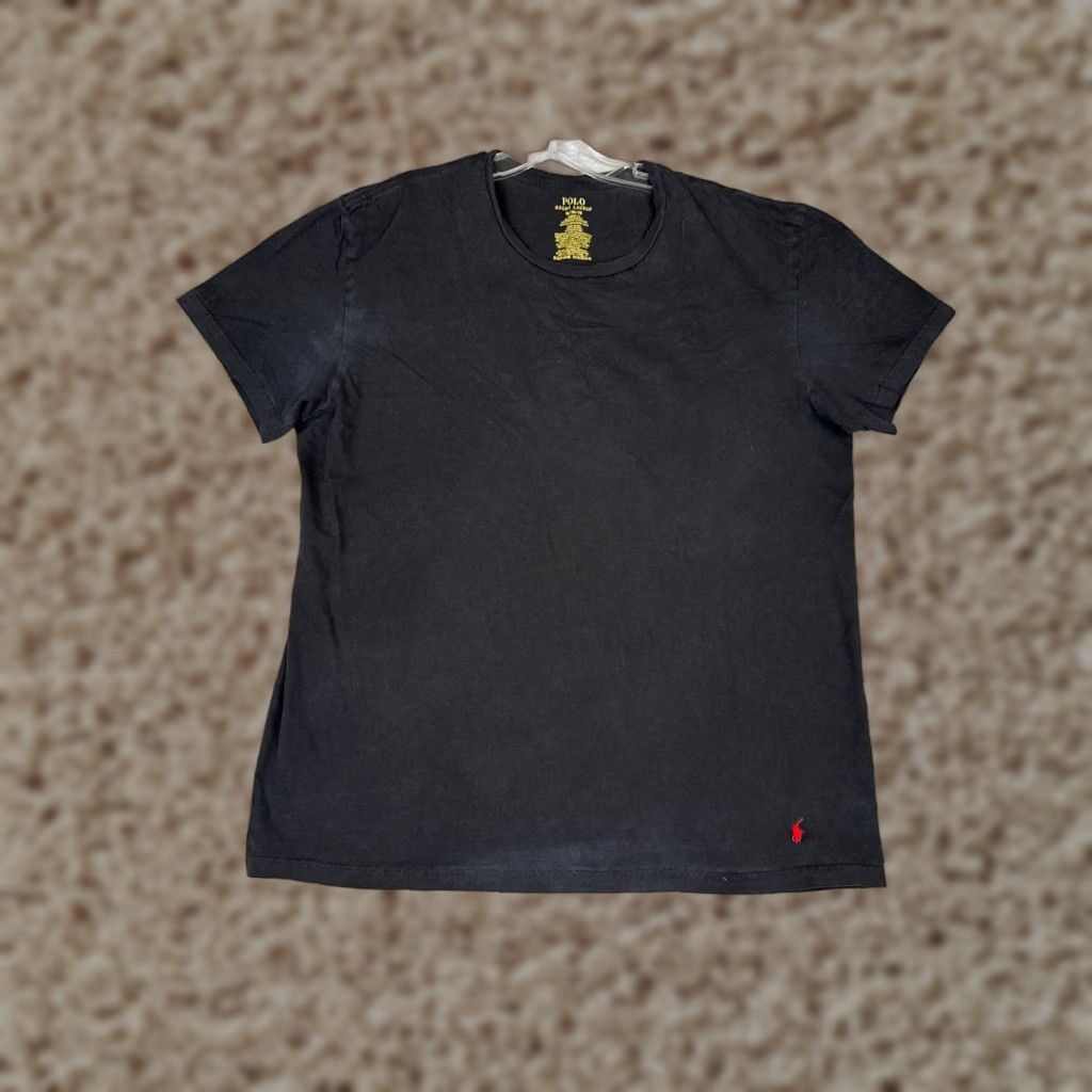 Ralph Lauren VINTAGE Ralph Lauren Polo Shirt Adult XL Black Cotton Jersey Classic Fit Crew Neck T-Shirt Logo Embroidered Men’s Size US XL / EU 56 / 4 - 1 Thumbnail