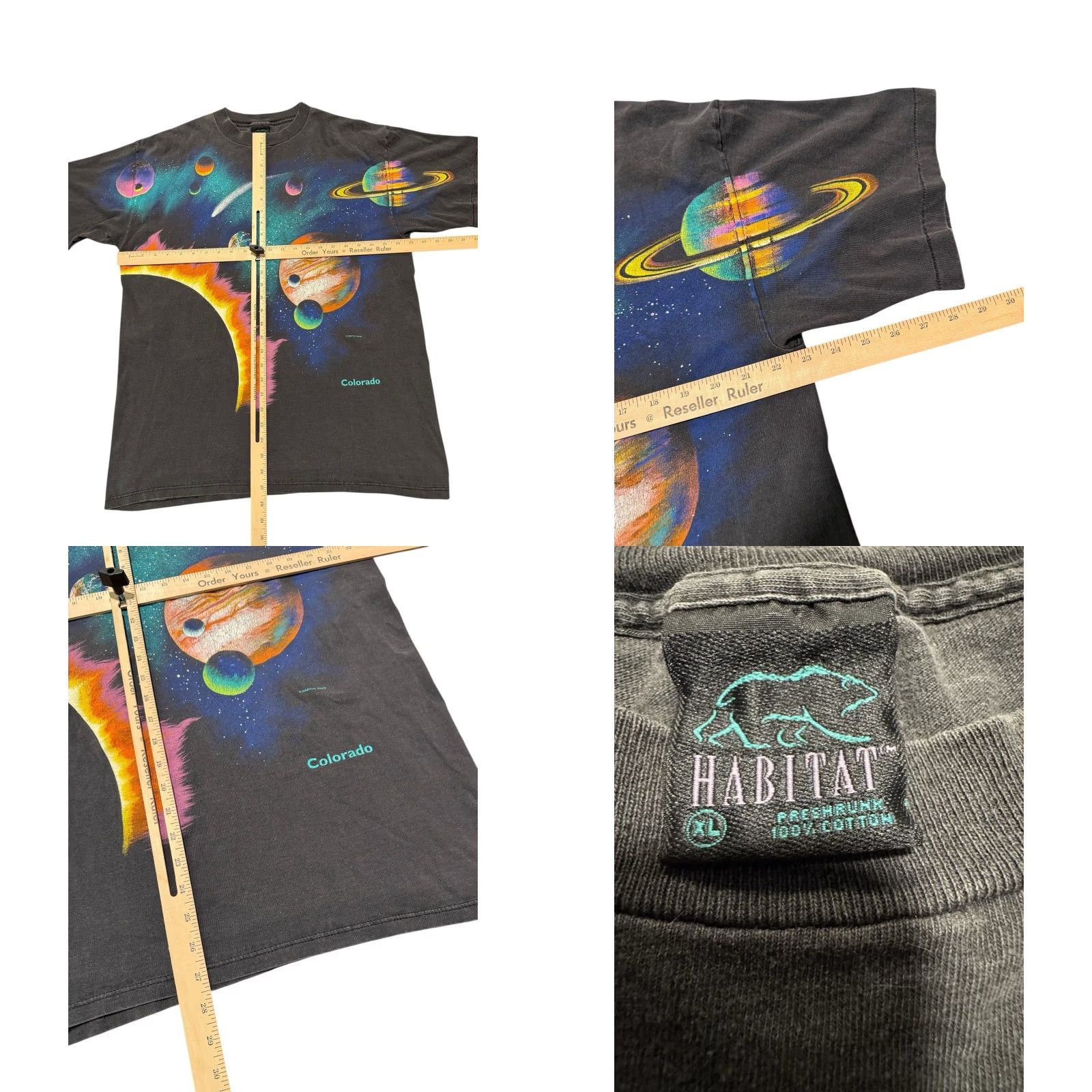 Vintage VINTAGE 90s SPACE PLANETS T SHIRT AOP SINGLE STITCH BLACK XL MADE IN USA BLUE Size US XL / EU 56 / 4 - 9 Thumbnail