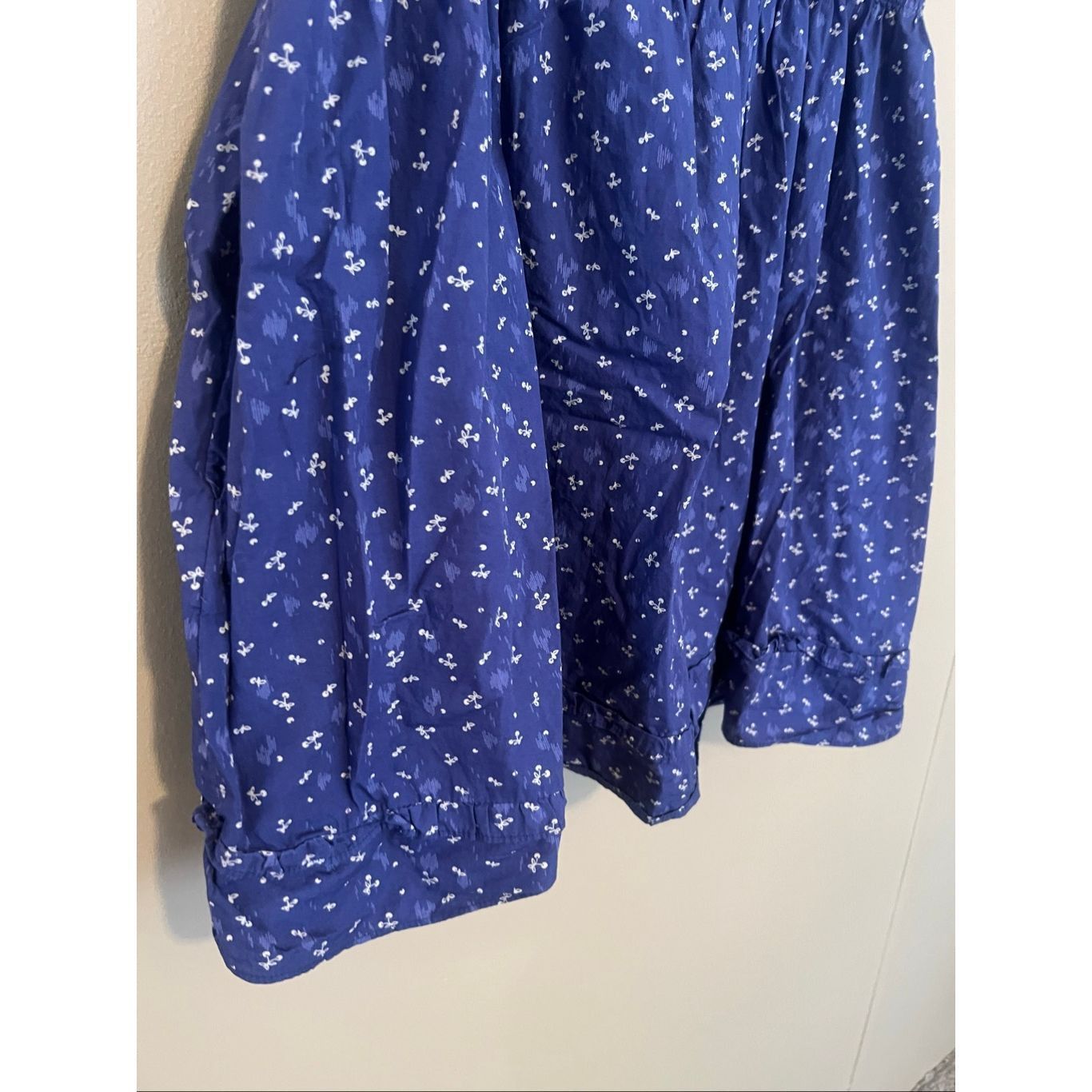 Free People Free People Blue With White Floral Print Dress With Pockets Size L / US 10 / IT 46 - 2 Thumbnail