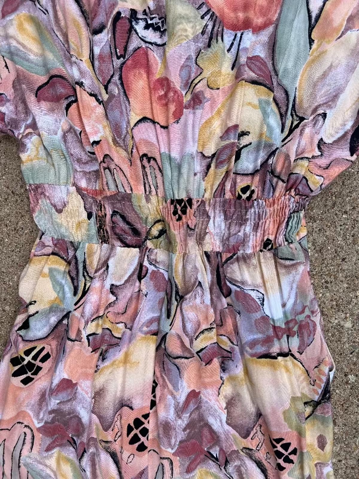 Other St. Michael Watercolor Floral Dress 1980s Size L / US 10 / IT 46 - 7 Thumbnail