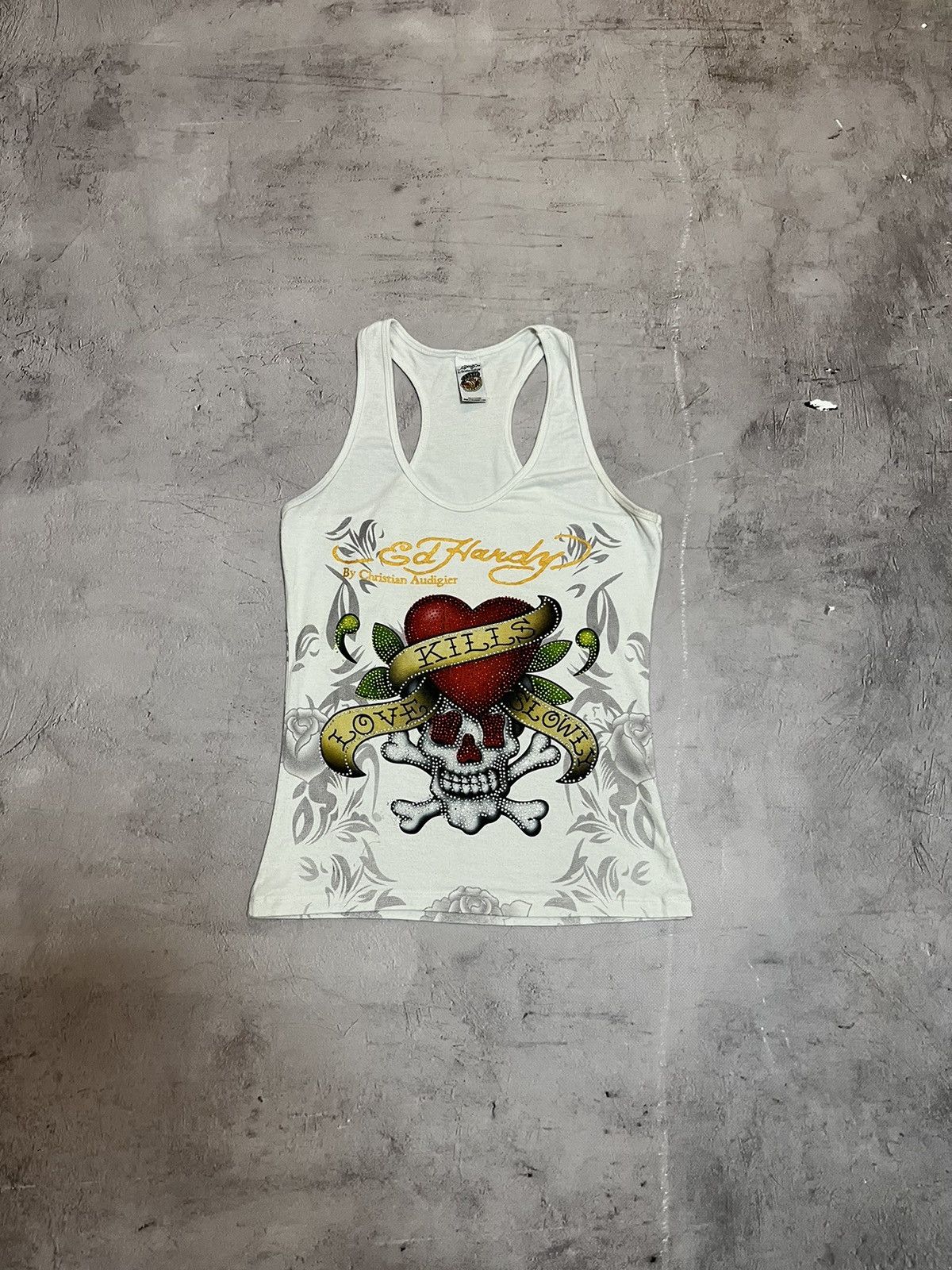 Ed Hardy × Vintage Vintage Ed Hardy Tank Top Skull Tattoo Y2K