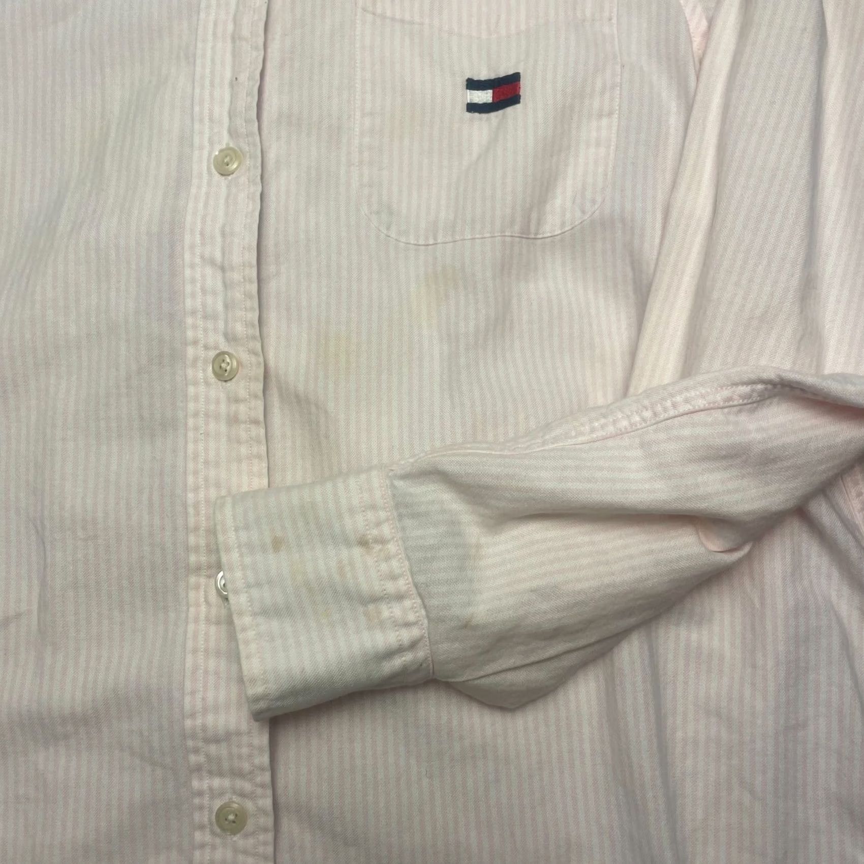 Tommy Hilfiger VINTAGE Tommy Hilfiger Shirt Medium Pink and White Striped Long Sleeve Y2K Men Size US M / EU 48-50 / 2 - 6 Thumbnail