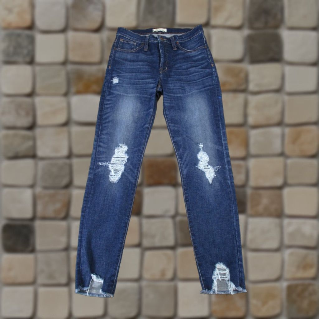 Madewell Madewell Jeans Womens 29 Dark Wash Denim Distressed Skinny Size 29" - 1 Thumbnail
