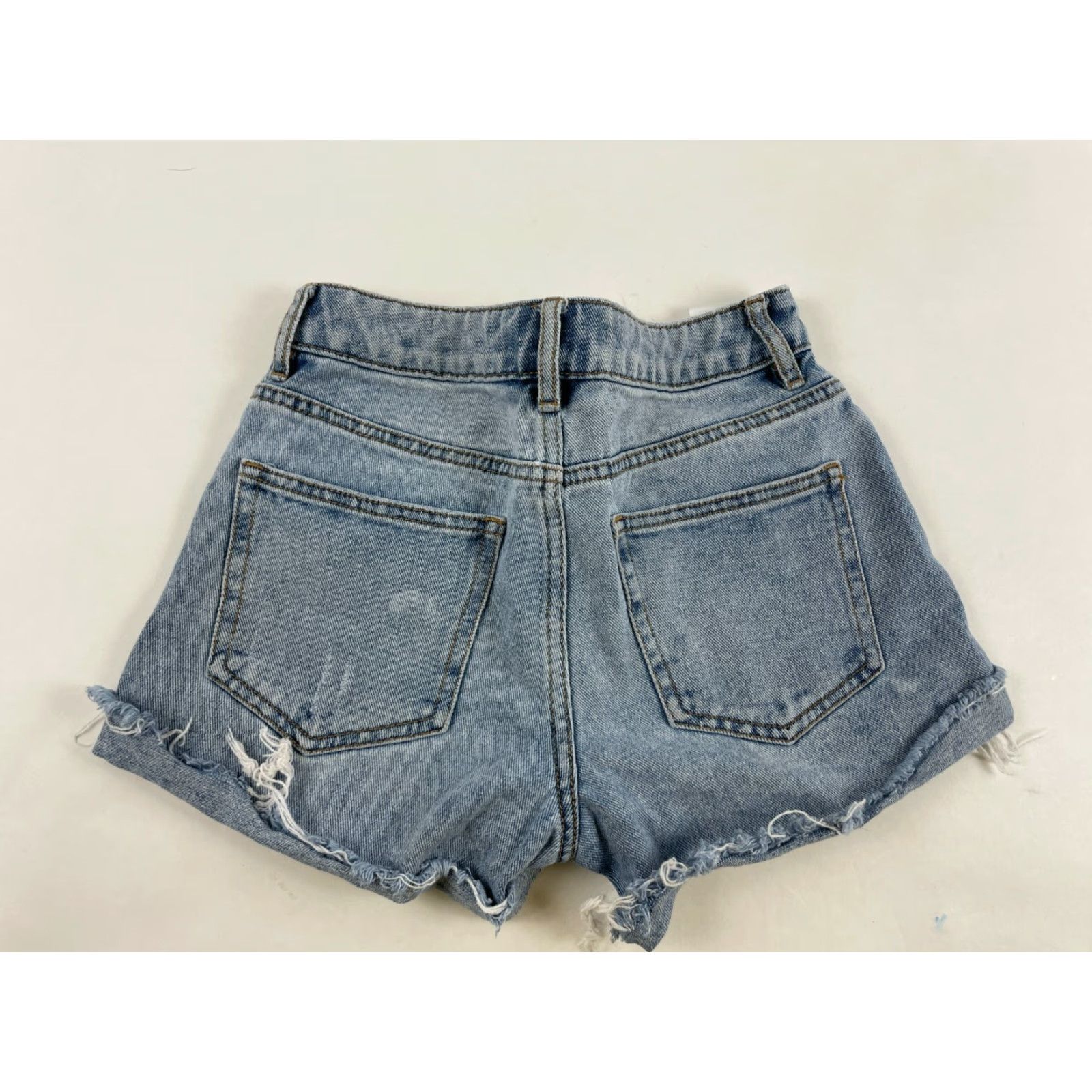 Pacsun PacSun Women's Jean Shorts Denim Mom Short Cut-Off Raw Hem Distressed Size 23 Gray Size 42" / US 20 - 3 Thumbnail