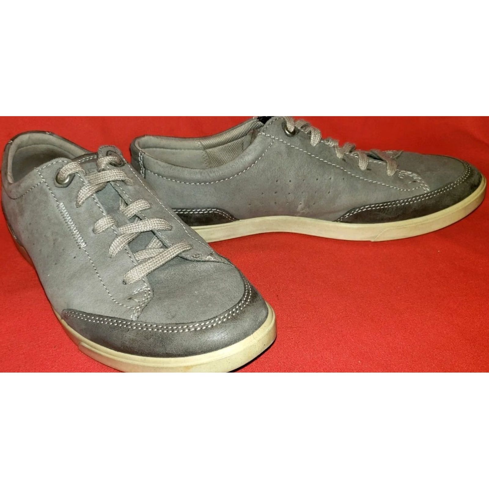 Ecco Ecco Soft 7 Tie Gray Nubuck Leather Low Top Sneaker Women's Sz10-10.5M 41EU Size M / US 6-8 / IT 42-44 - 5 Thumbnail