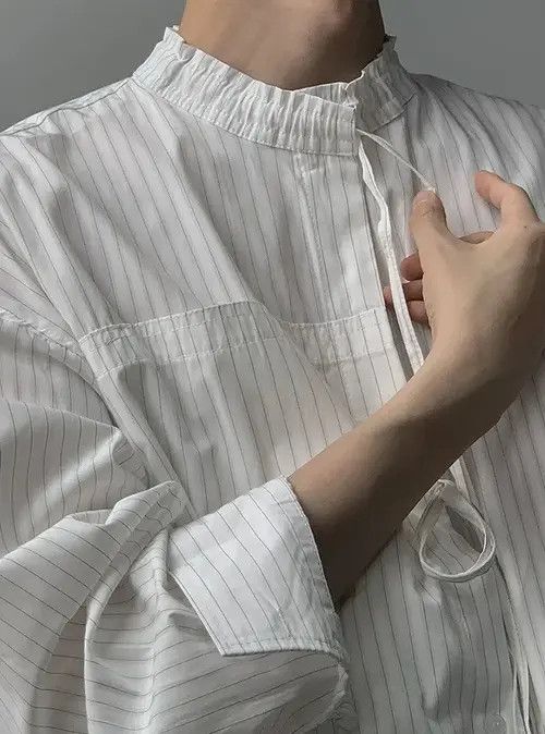 Japanese Brand Koyama x Itou Cleanfit retro bow tie front pinstripe shirt Size US M / EU 48-50 / 2 - 5 Thumbnail
