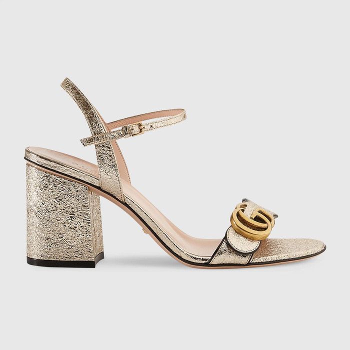 Gucci Marmont Double G Metallic Sandals SIZE 34.5