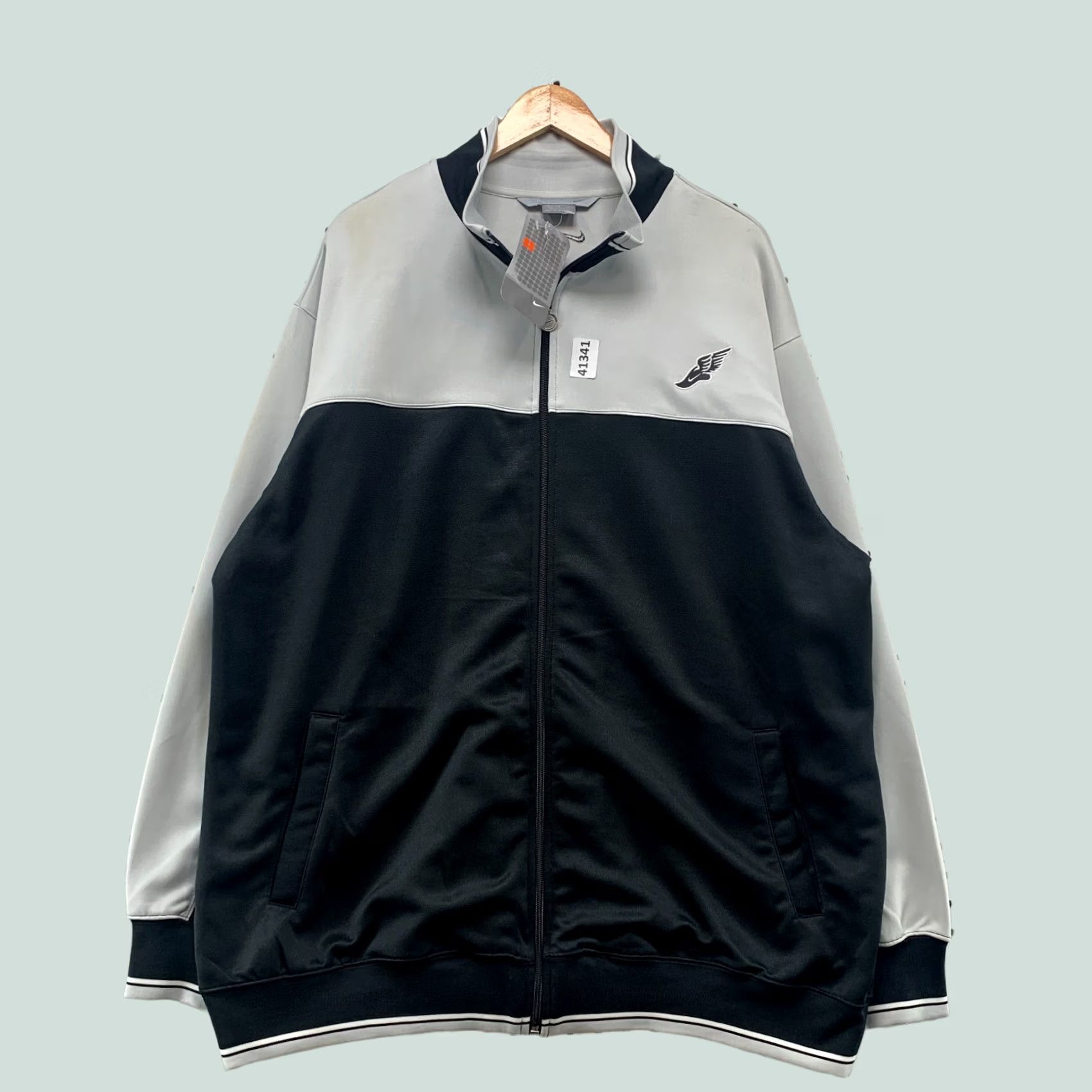 Nike VINTAGE Y2K Nike Track Jacket Mens XL Gray Black Zip NEW NWT Foot Wing Size US XL / EU 56 / 4 - 1 Thumbnail