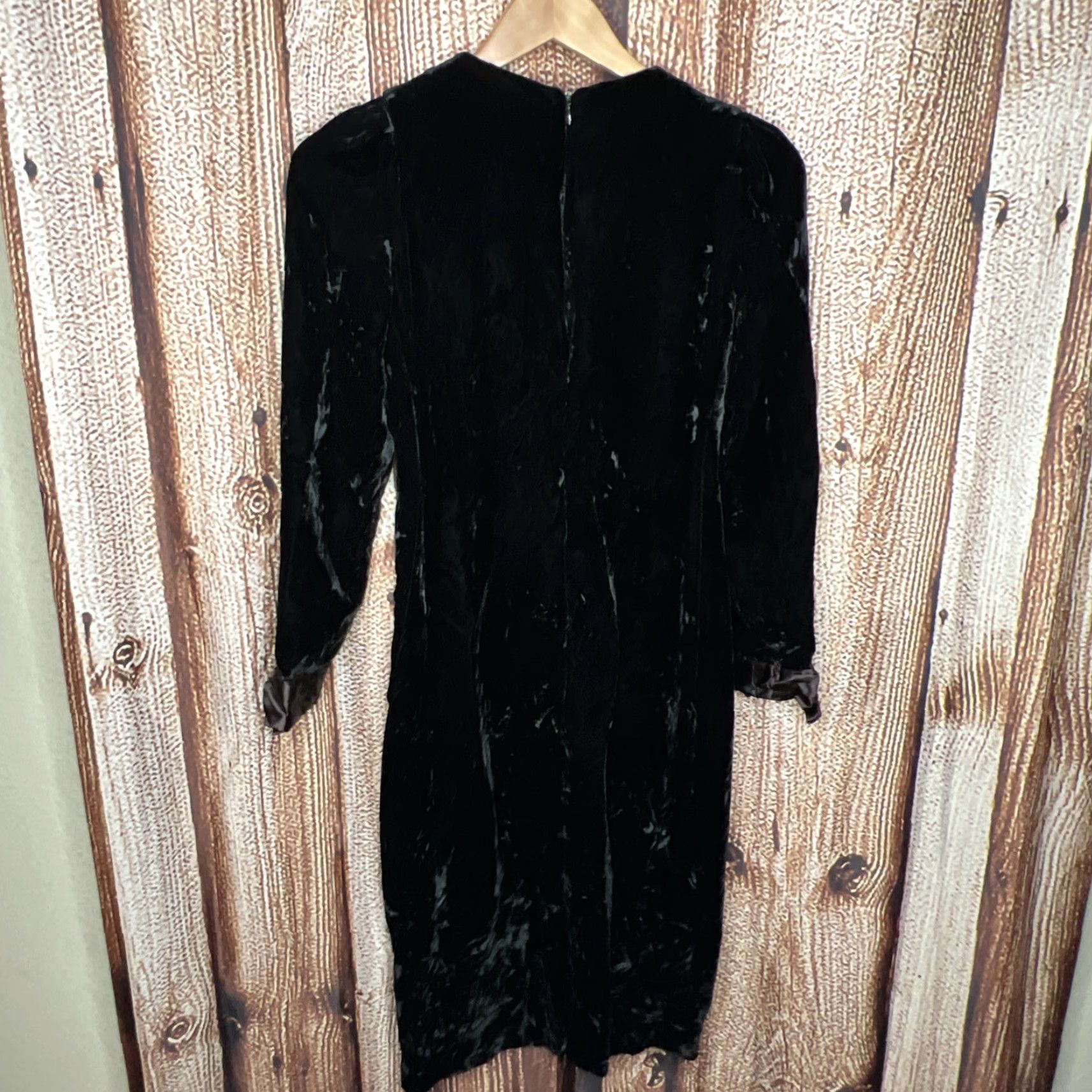 LLOYD VINTAGE Lloyd Williams Black Velvet Dress Midi Sleeveless Crew Neck Bow Formal Holiday Women 4 Size S / US 4 / IT 40 - 4 Thumbnail