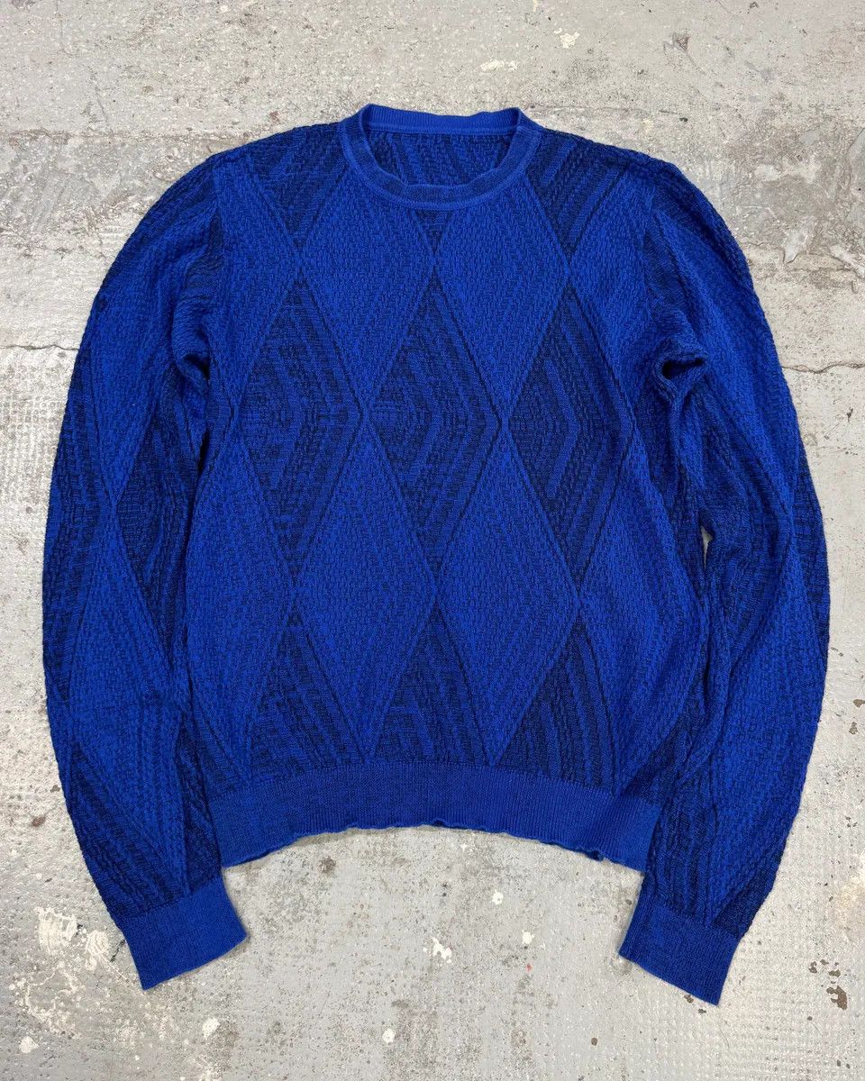 Vintage 1990s Gianni Versace Losange Blue Sweater Size US S / EU 44-46 / 1 - 1 Thumbnail