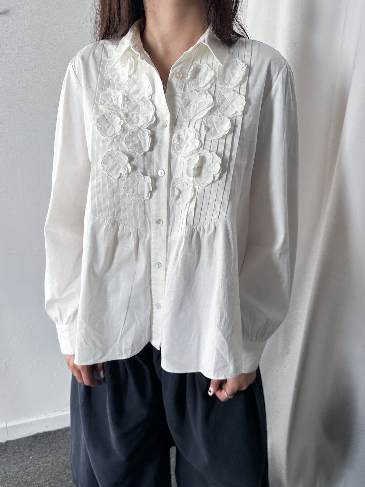 Comme des Garcons CDG VIBE - Japanese Design - Jupiter Floral Appliqué Blouse Size M / US 6-8 / IT 42-44 - 5 Thumbnail