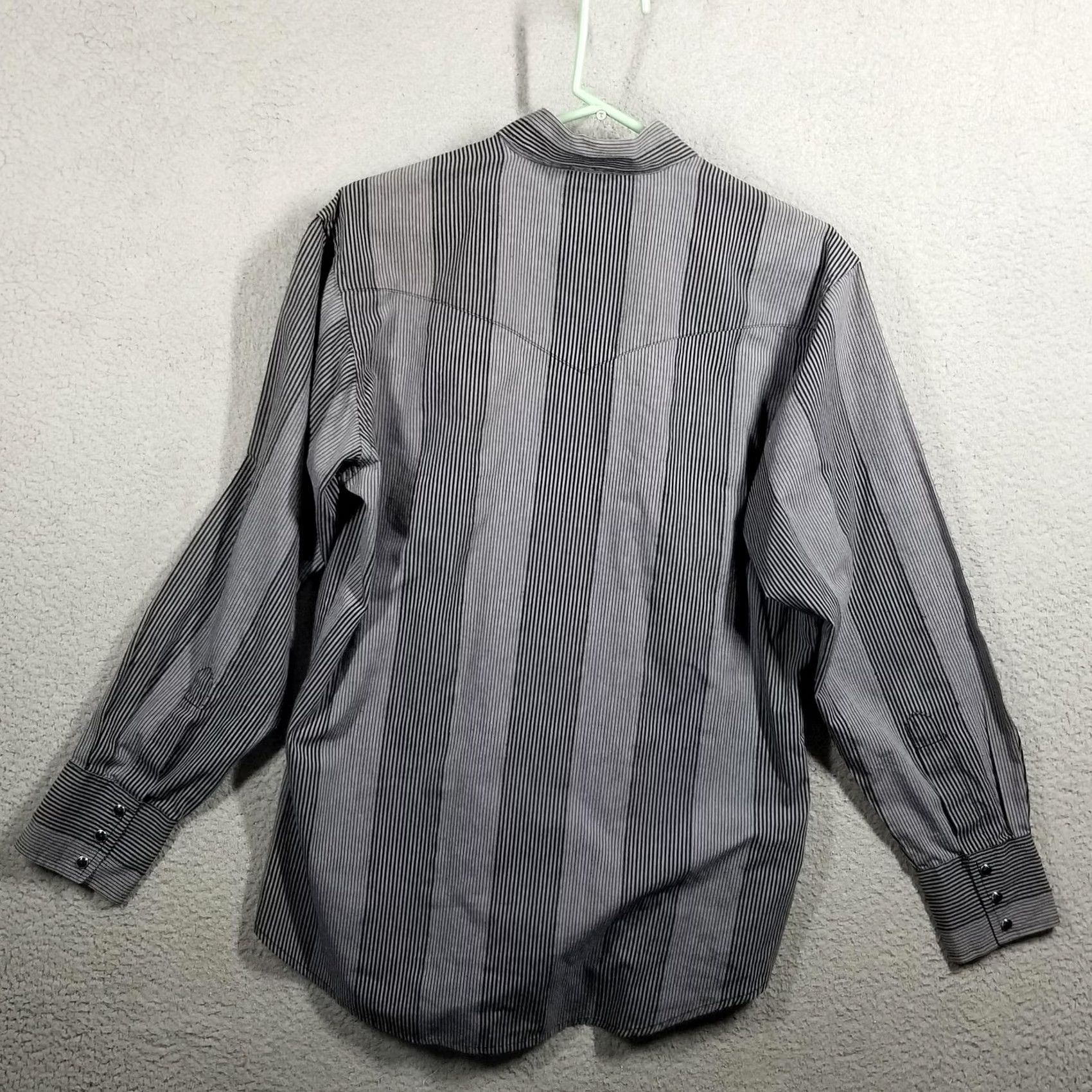 Wrangler Wrangler Shirt Mens Medium Gray Striped Western Pearl Snap Cowboy Long Sleeve Size US M / EU 48-50 / 2 - 2 Thumbnail