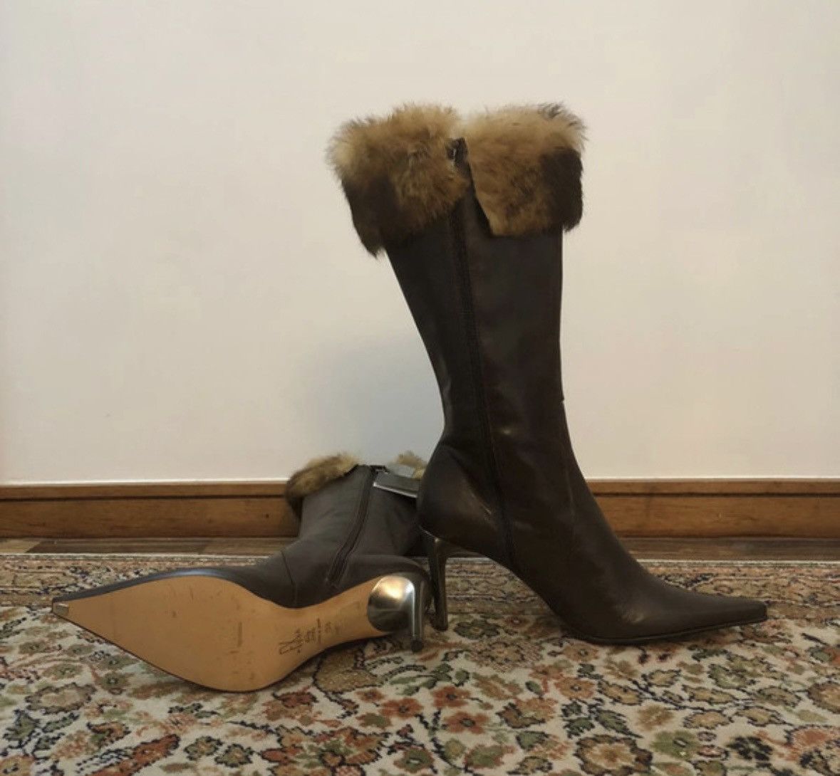 Other Fluxá brown fur leather boots 38 Size US 7 / IT 37 - 4 Thumbnail