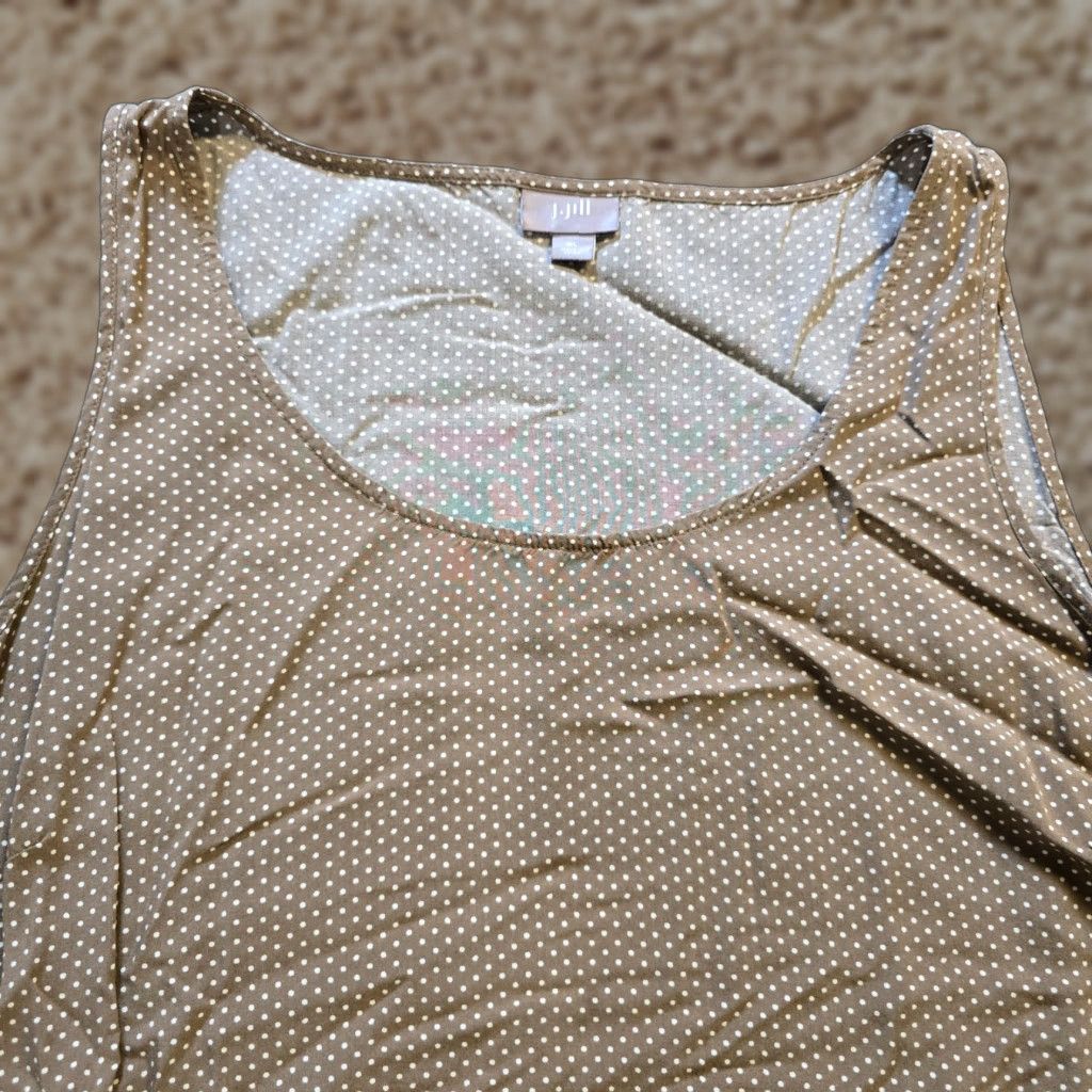 J. Jill J Jill Top Womens XL Brown White Polka Dot Sleeveless Tank Cami Stretch Capsule Tank Shirt Size XL / US 12-14 / IT 48-50 - 1 Thumbnail