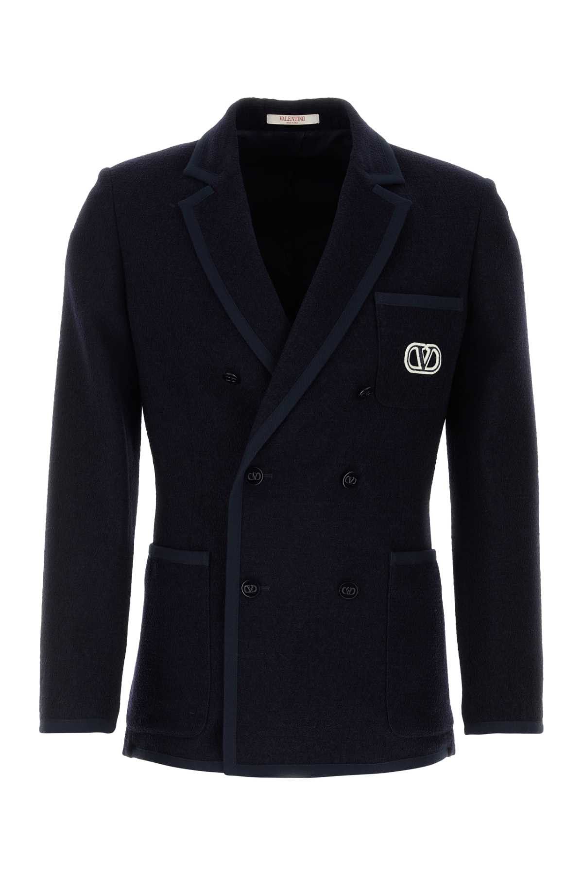 image of Valentino Garavani Midnight Blue Wool Blend Blazer, Men's (Size XL)