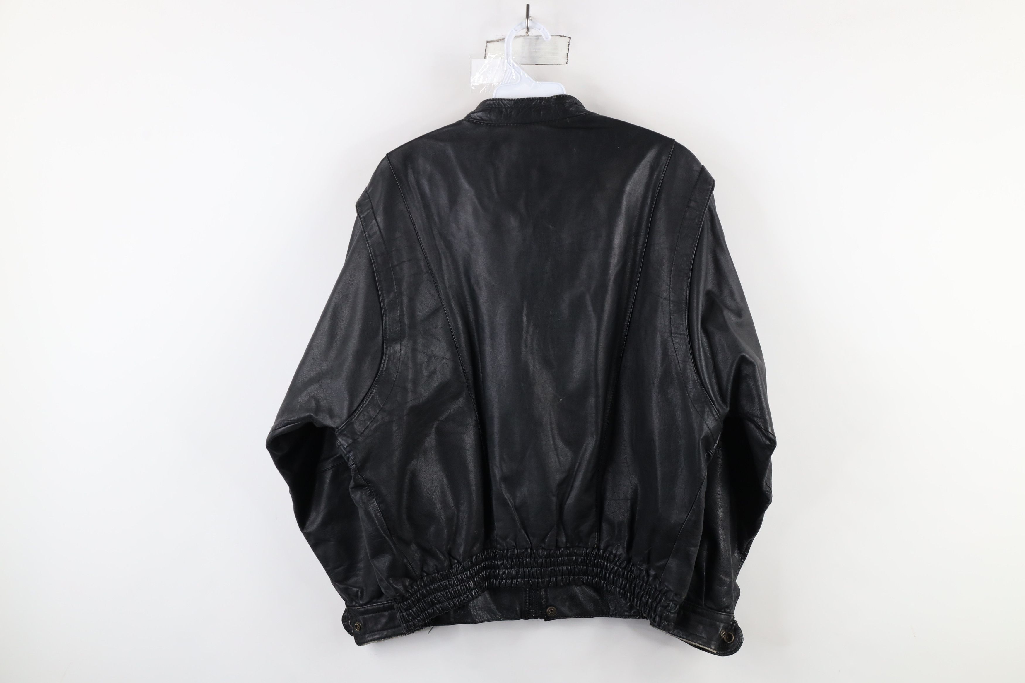 Vintage Vintage 70s Streetwear Leather Moto Bomber Jacket Black Size XL / US 12-14 / IT 48-50 - 13 Thumbnail