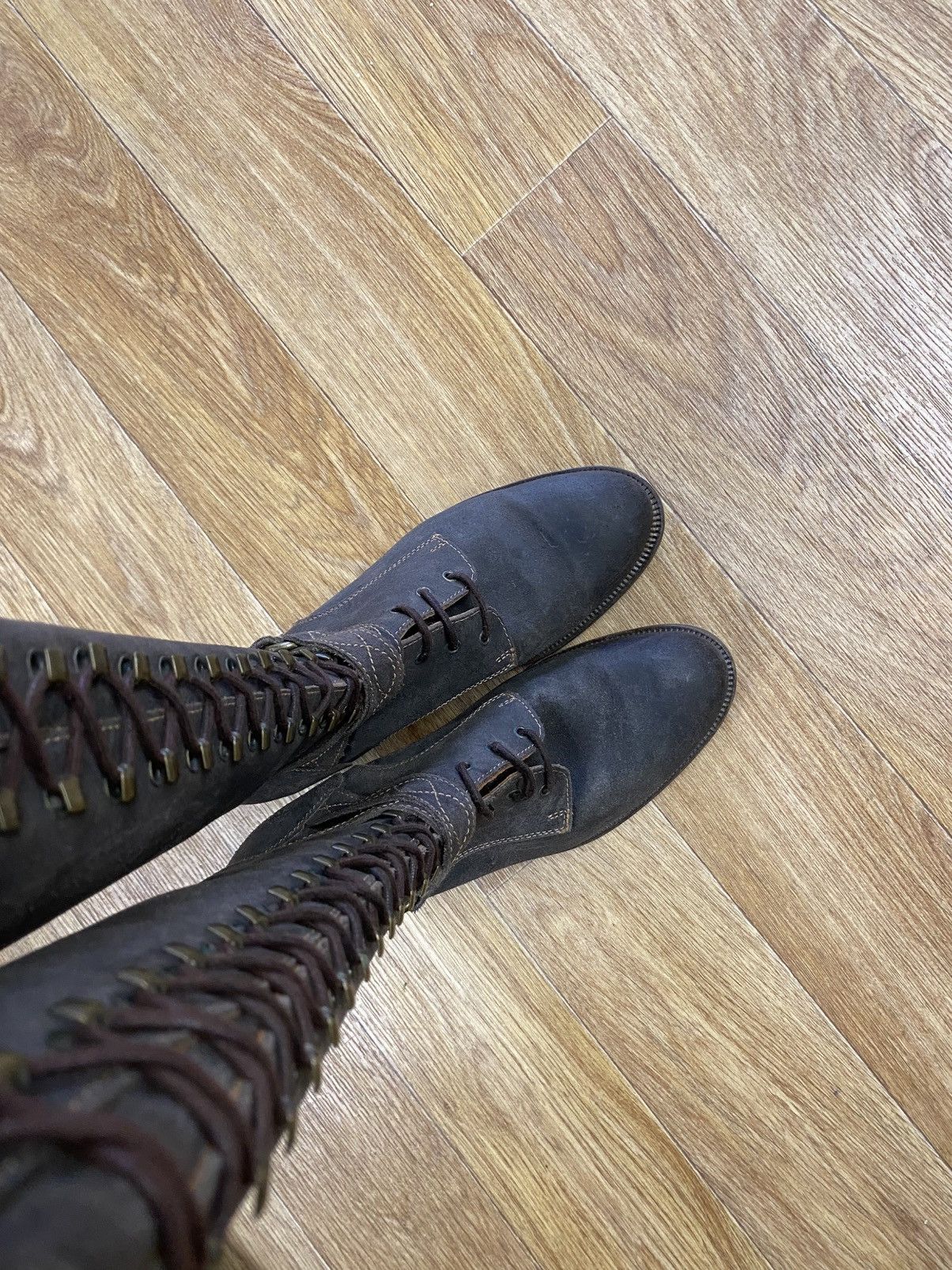 Buttero Buttero Vintage Knee-high Brown Leather Engineer Boots Size US 8 / IT 38 - 5 Thumbnail