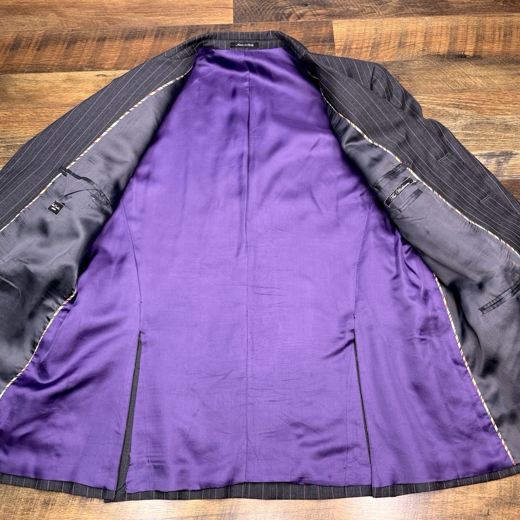Paul Smith Paul Smith Suit 46R Gray Purple Striped Wool Pants 38x28 Two Piece Wool Suit Mens Regular 2 Piece Notch Lapel Dry Clean Only Vintage No Size 46R - 4 Thumbnail