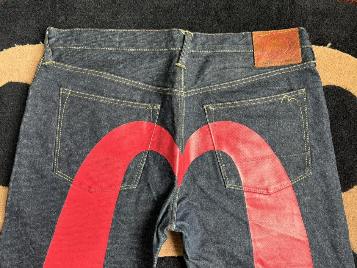 Evisu EVISU red daicock and white flower style jeans！size：36x34 Size US 36 / EU 52 - 5 Thumbnail