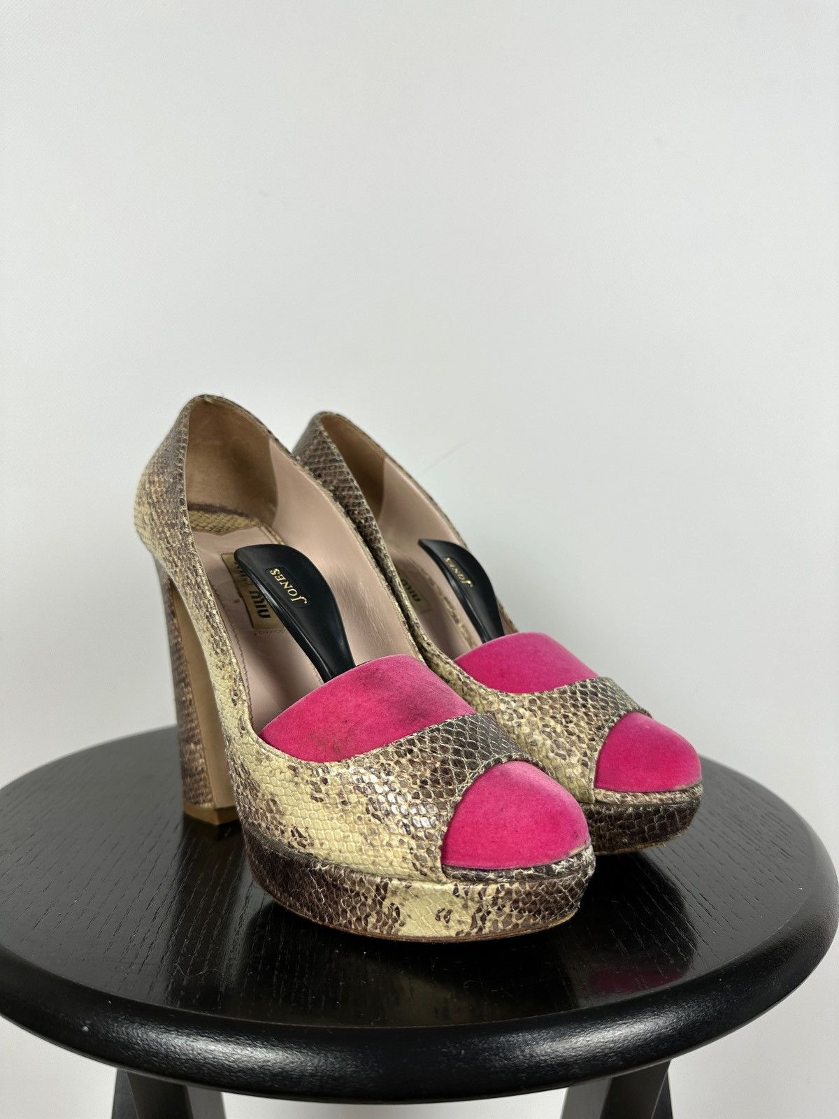Miu Miu Miu Miu Snake Leather Platform Pumps Heel Size US 7 / IT 37 - 5 Thumbnail
