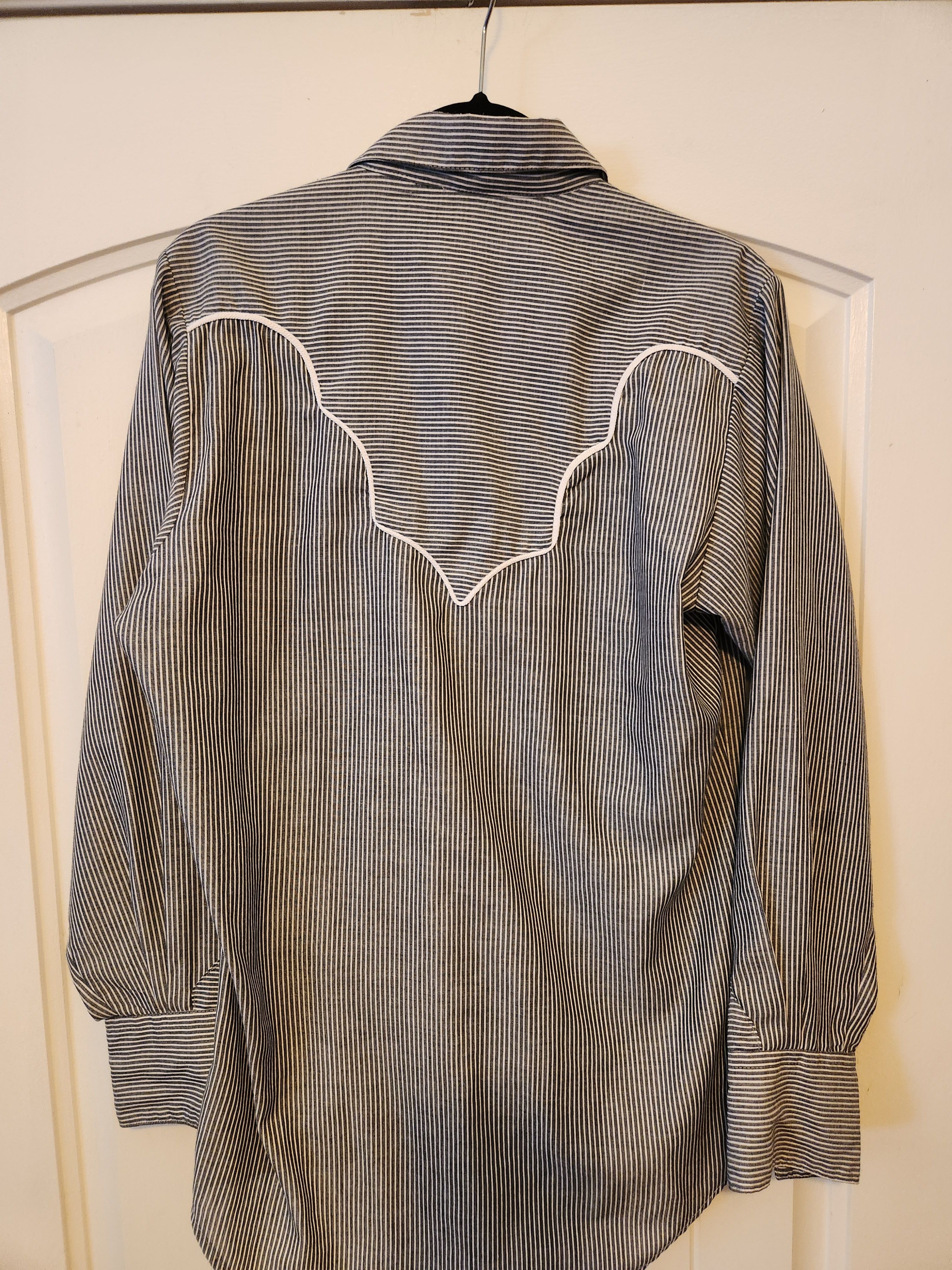 Rockmount Ranch Wear Vtg Long Sleeve Gray & White Pearl Snap Button Shirt Size US M / EU 48-50 / 2 - 2 Thumbnail