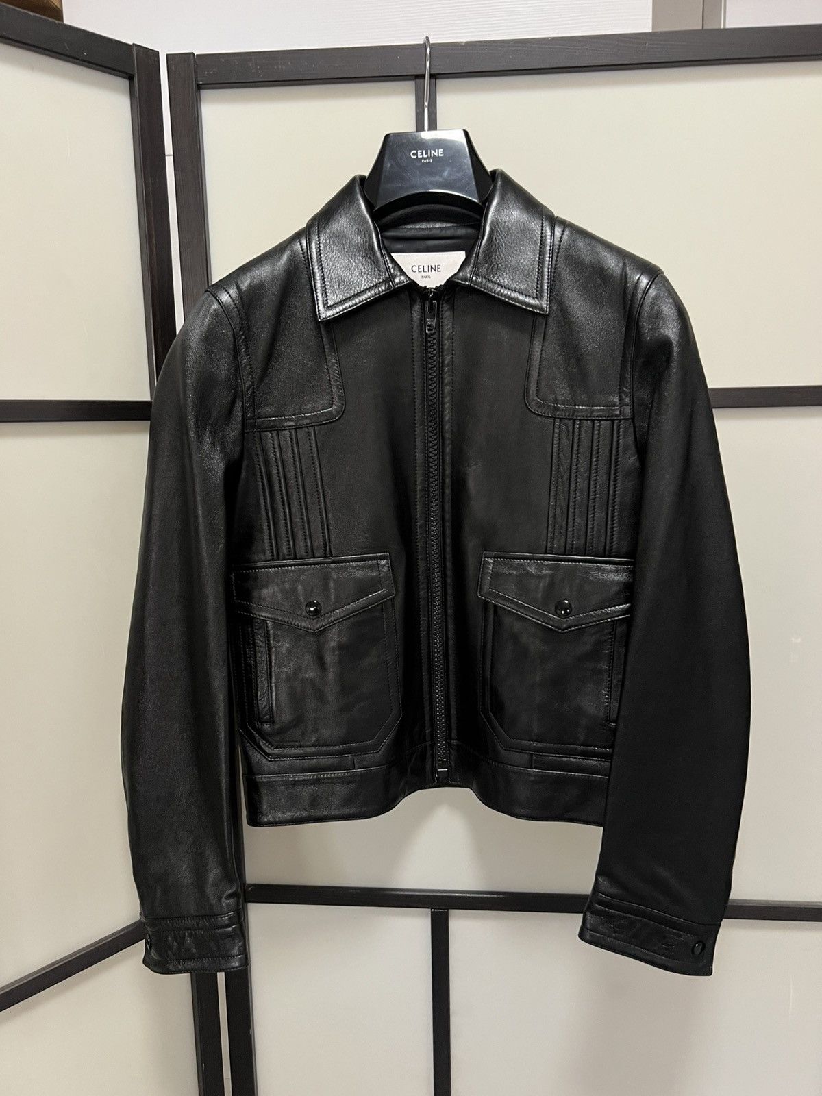 Celine × Hedi Slimane Celine SS20 Patchwork Leather Jacket Sz44