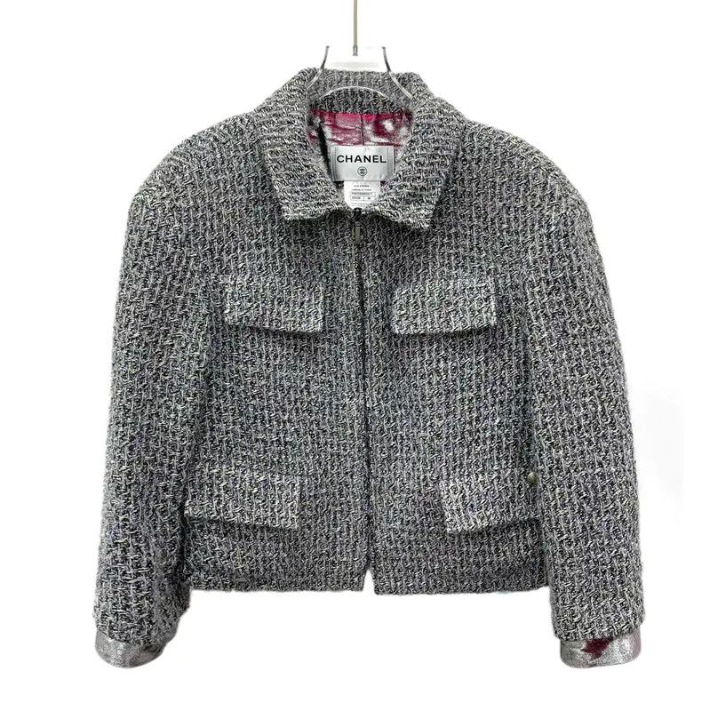 Chanel Silver Silk Women's Jacket 0089