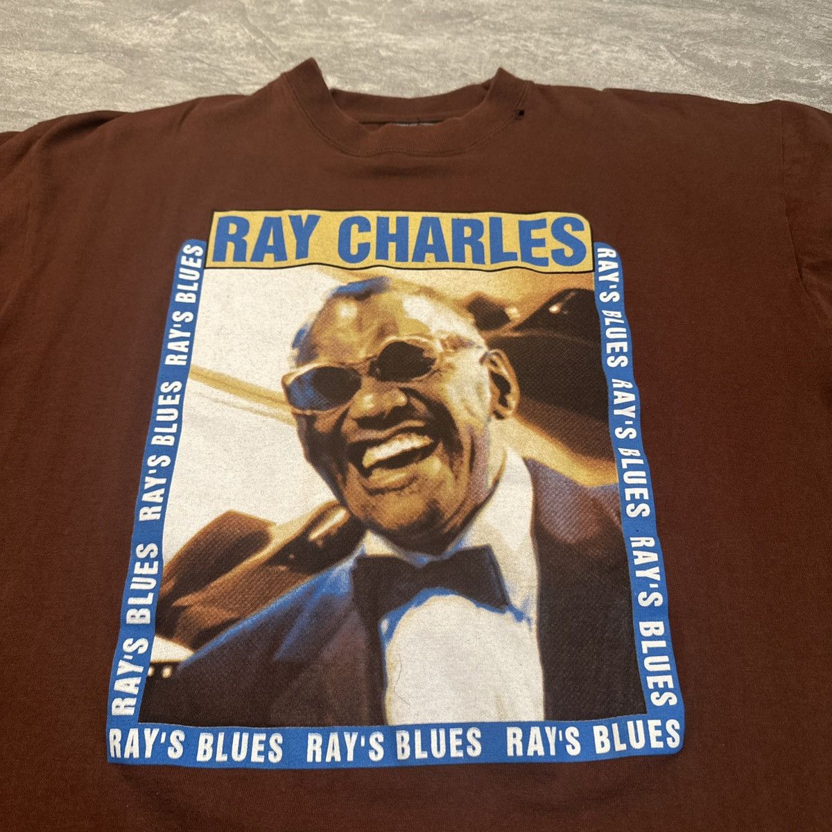 Rap Tees × Vintage Vintage Y2K Ray Charles Blue Portrait Rap Style Shirt 2XL Size US XXL / EU 58 / 5 - 2 Thumbnail