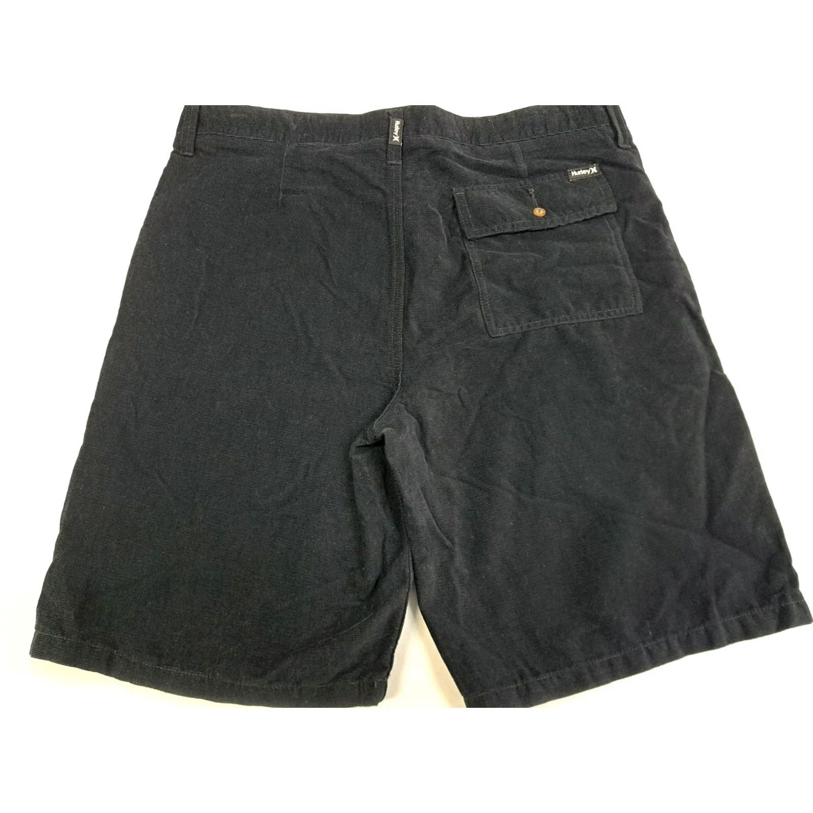 Hurley Hurley Mens Corduroy Black Chino Shorts Pockets Size 32 Regular Inseam 9in Zipper Button Logo Front Casual Beach Summer Spring Fall Chino Mens Size US 32 / EU 48 - 3 Thumbnail