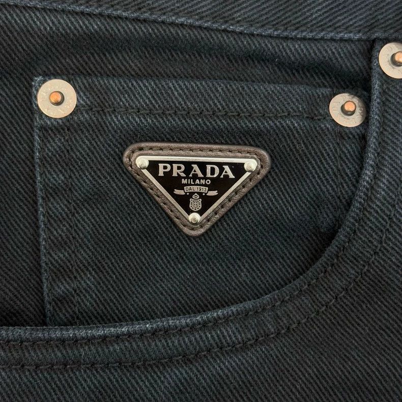 Prada Prada Sise 25Washed black metal triangle leather logo jean Size US 26 / EU 42 - 9 Thumbnail
