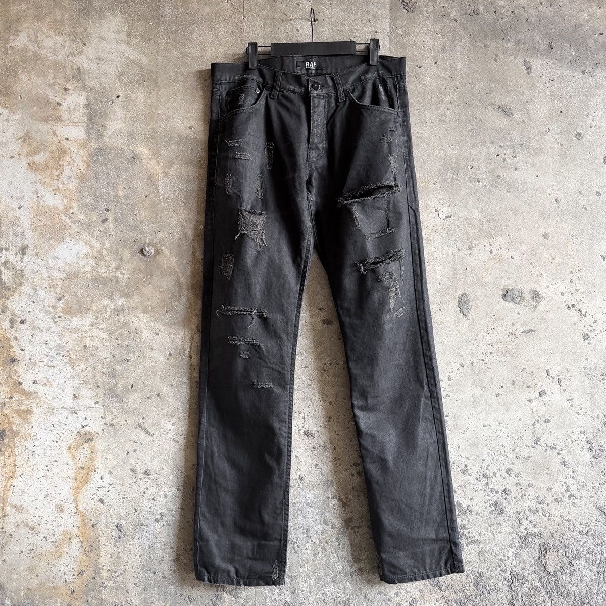 Raf Simons RAF By Raf Simons Thrashed Waxed Denim Size US 34 / EU 50 - 2 Thumbnail
