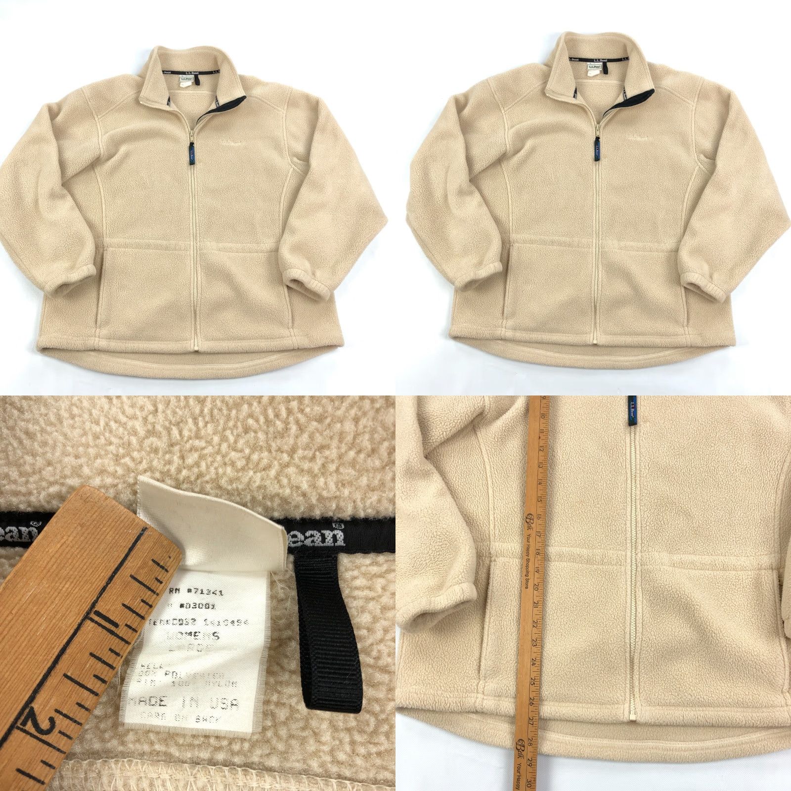 Vintage VINTAGE LL Bean Fleece Jacket Womens L Beige USA 90s Windbreaker Logo Zipper Jacket Mens Womens Size L / US 10 / IT 46 - 8 Thumbnail