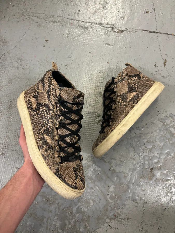 Vintage Balenciaga Arena Beige Python Leather High Sneakers Size US 10 / EU 43 - 1 Thumbnail