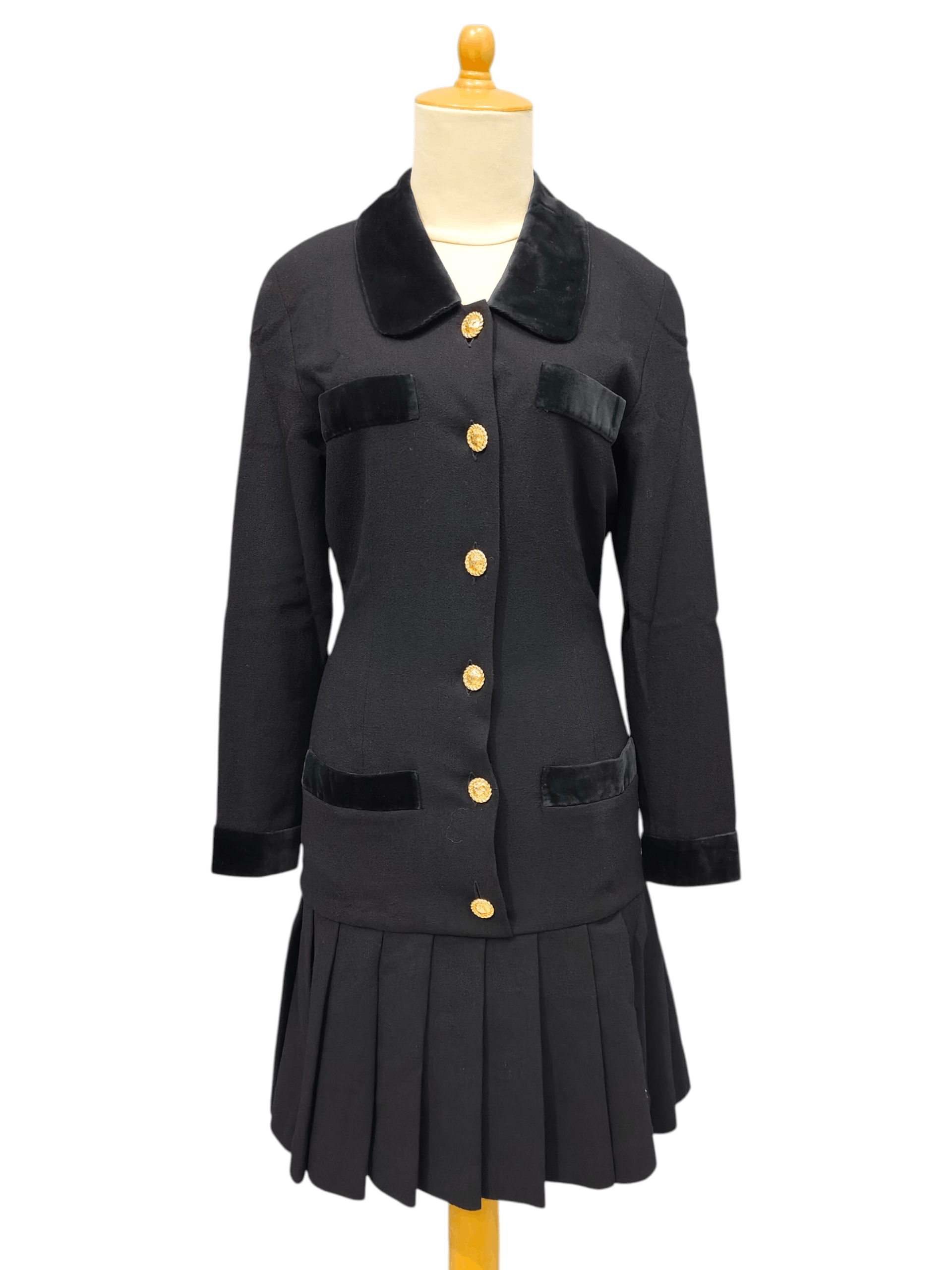 Celine 80s Celine- Archive Trompe L’Oeil Tailoring Wool Velvet Trim Size M / US 6-8 / IT 42-44 - 1 Thumbnail