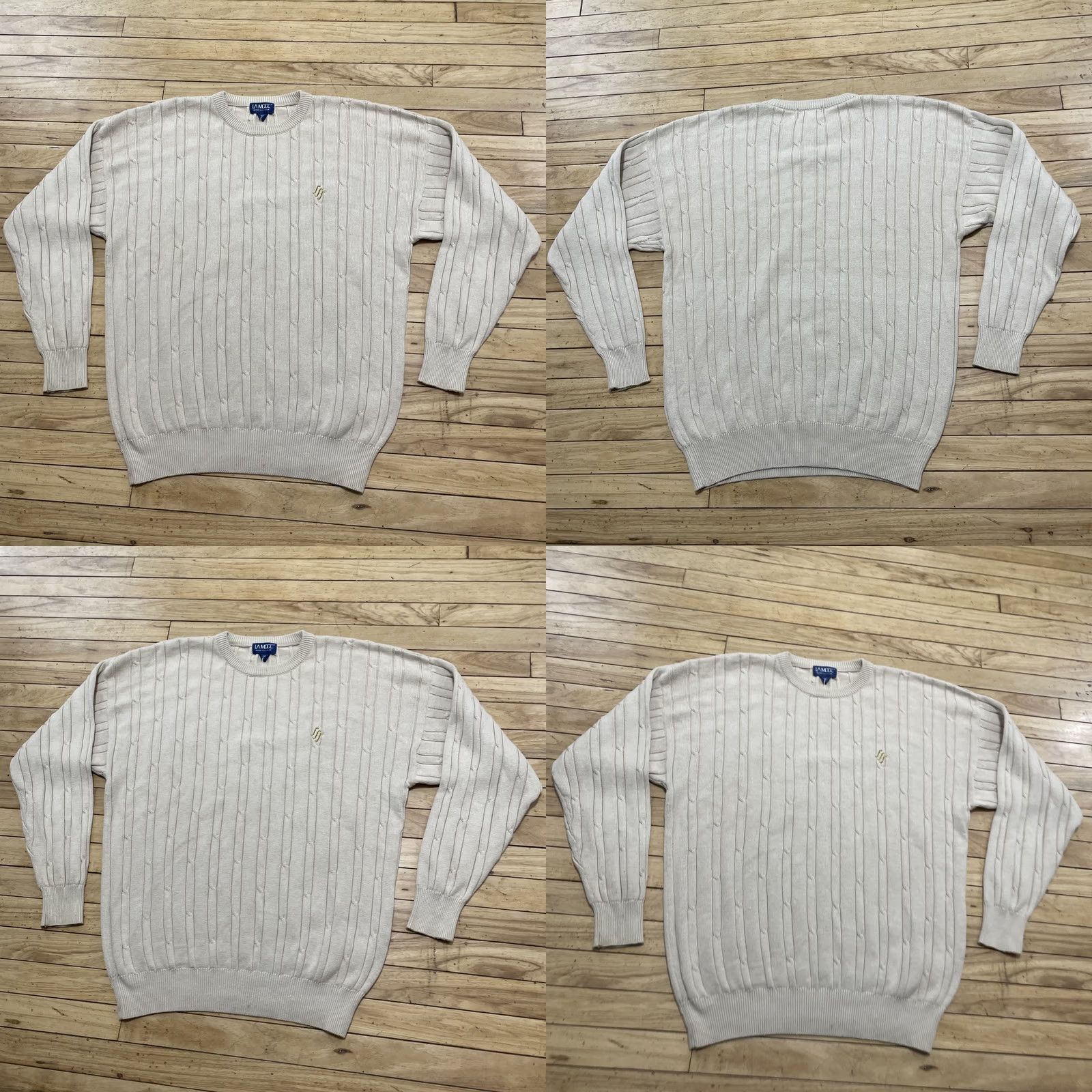 Vintage VINTAGE La Mode Sweater Men XXL Tan New Deadstock 90s Golf Cable Knit Old Money Pullover Knits Mens Size US XXL / EU 58 / 5 - 9 Thumbnail