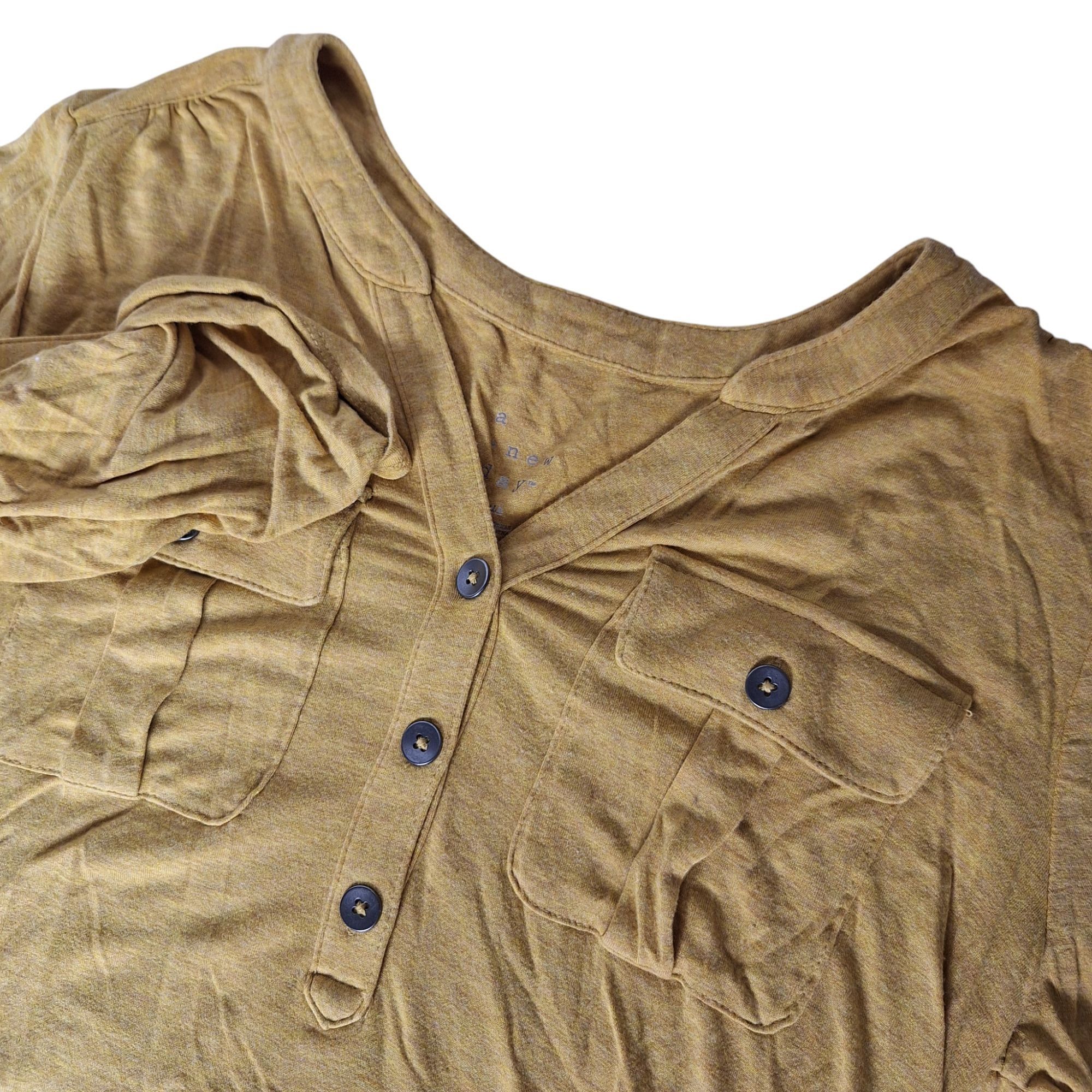 Other A New Day Mustard Yellow Henley Shirt XS Pockets Soft Knit C Size XS / US 0-2 / IT 36-38 - 1 Thumbnail
