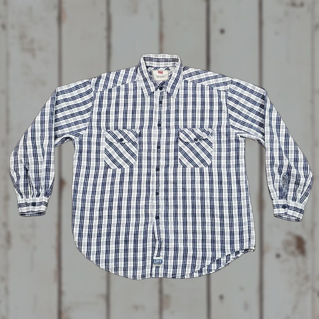 Levi's VINTAGE Levi's Button-Up Shirt Mens XL Blue Plaid Long Sleeve Casual Pockets 90s Size US XL / EU 56 / 4 - 1 Thumbnail