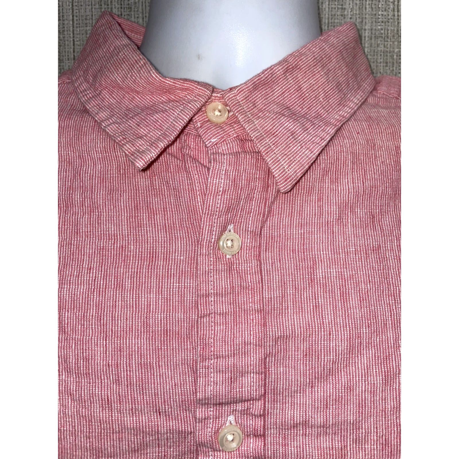 Vintage Cremieux Classics Red Button Down Linen Blend Shirt Mens 2XT Size US XXL / EU 58 / 5 - 2 Thumbnail